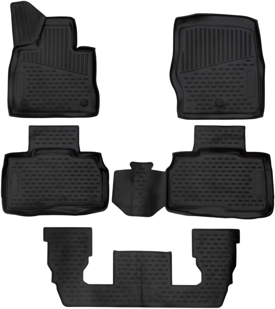 Fits 2020-2022 Ford Explorer Floor Mats Fits 6 Passenger Models W/ 2nd Row Bucket Seat 3 Row Liner Set All Weather Full Set Liners (Black)