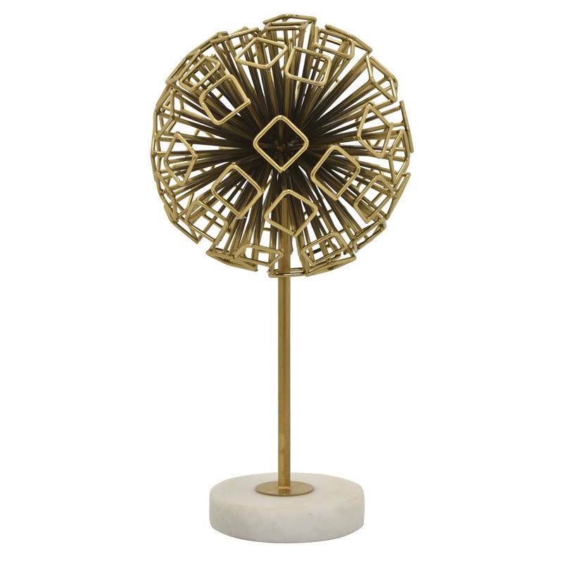 Plutus Brands Abstract Sphere w/Marble Base in Gold Metal