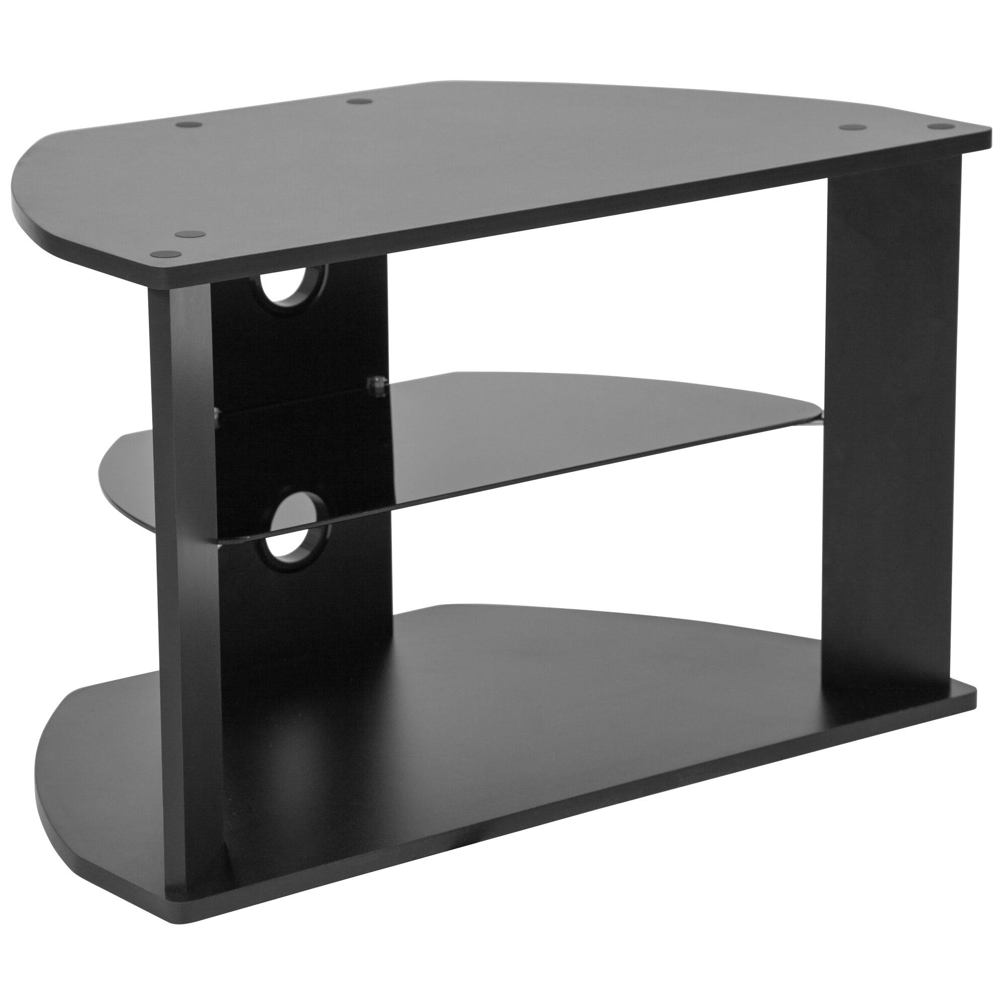 Flash Furniture NAN-RYDAL-GG Northfield Black Finish TV Stand with Glass Shelves