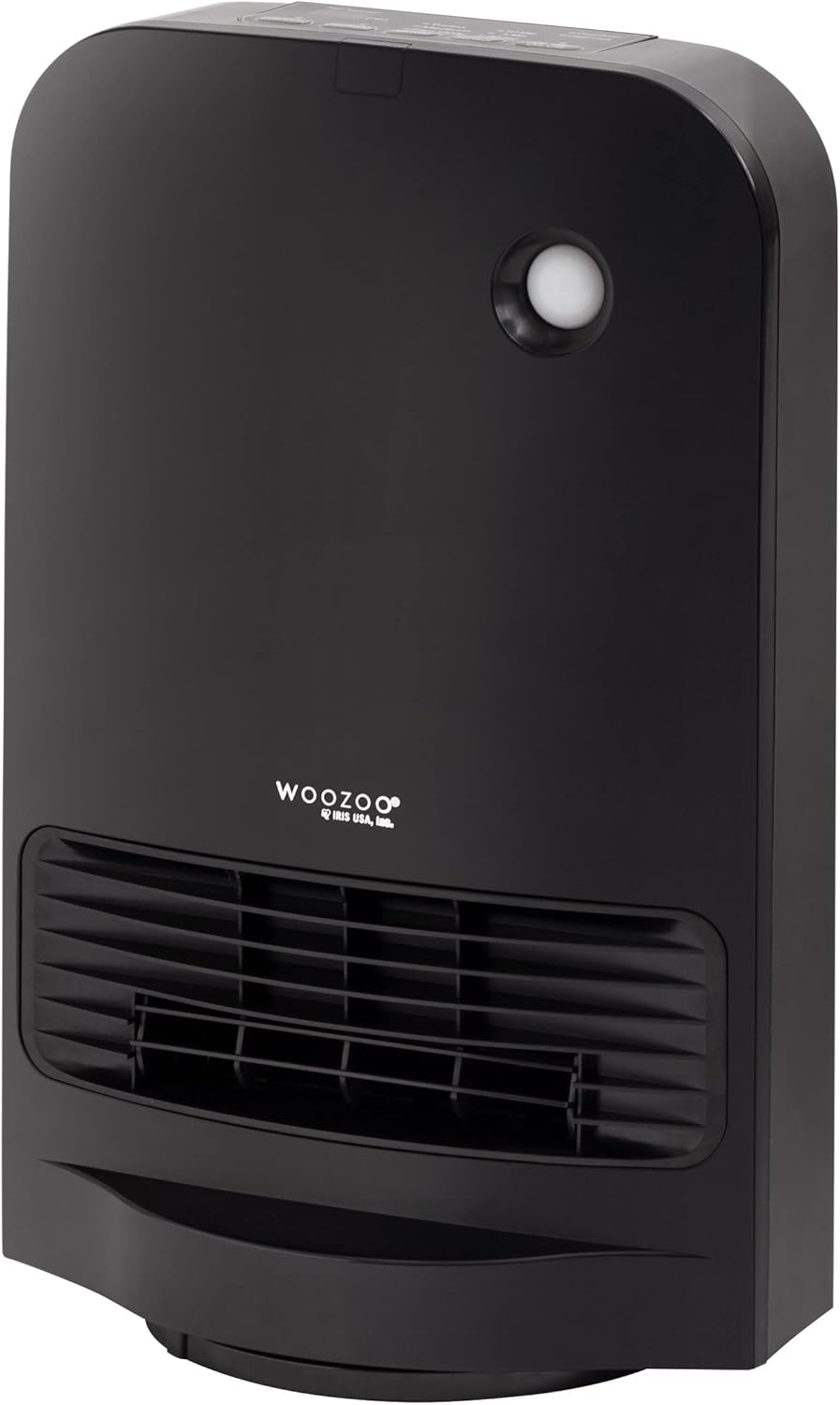 IRIS USA Woozoo Portable Electric Space Heater, Oscillating Fan with Motion Sensor, 3 Fan Modes and Child Safety Lock Equipped, Built-in Thermometer, Black, (302929)