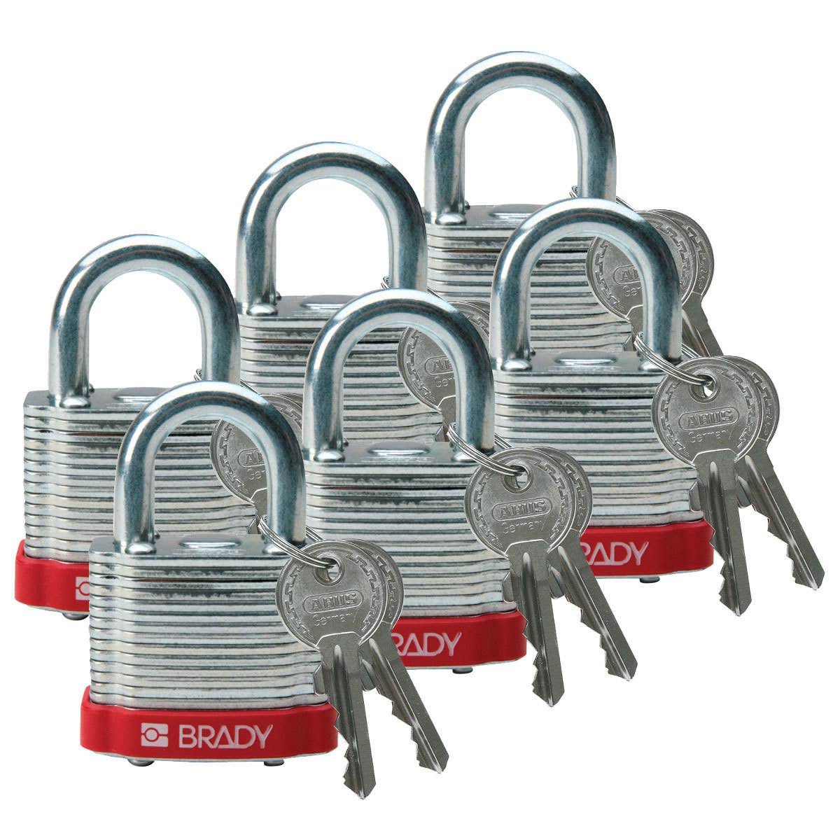 Brady 51279, Red Steel Padlock with 0.75x22 Shackle