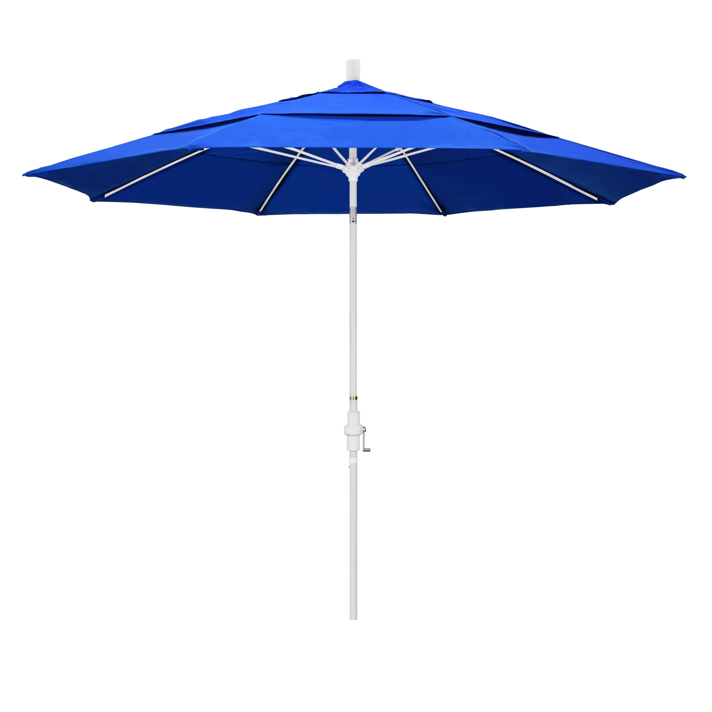 California Umbrella-194061165737-11' Fiberglass Market Umbrella with Double Wind Vent 5401 - Pacific Blue 170: Matted WhiteSunbr