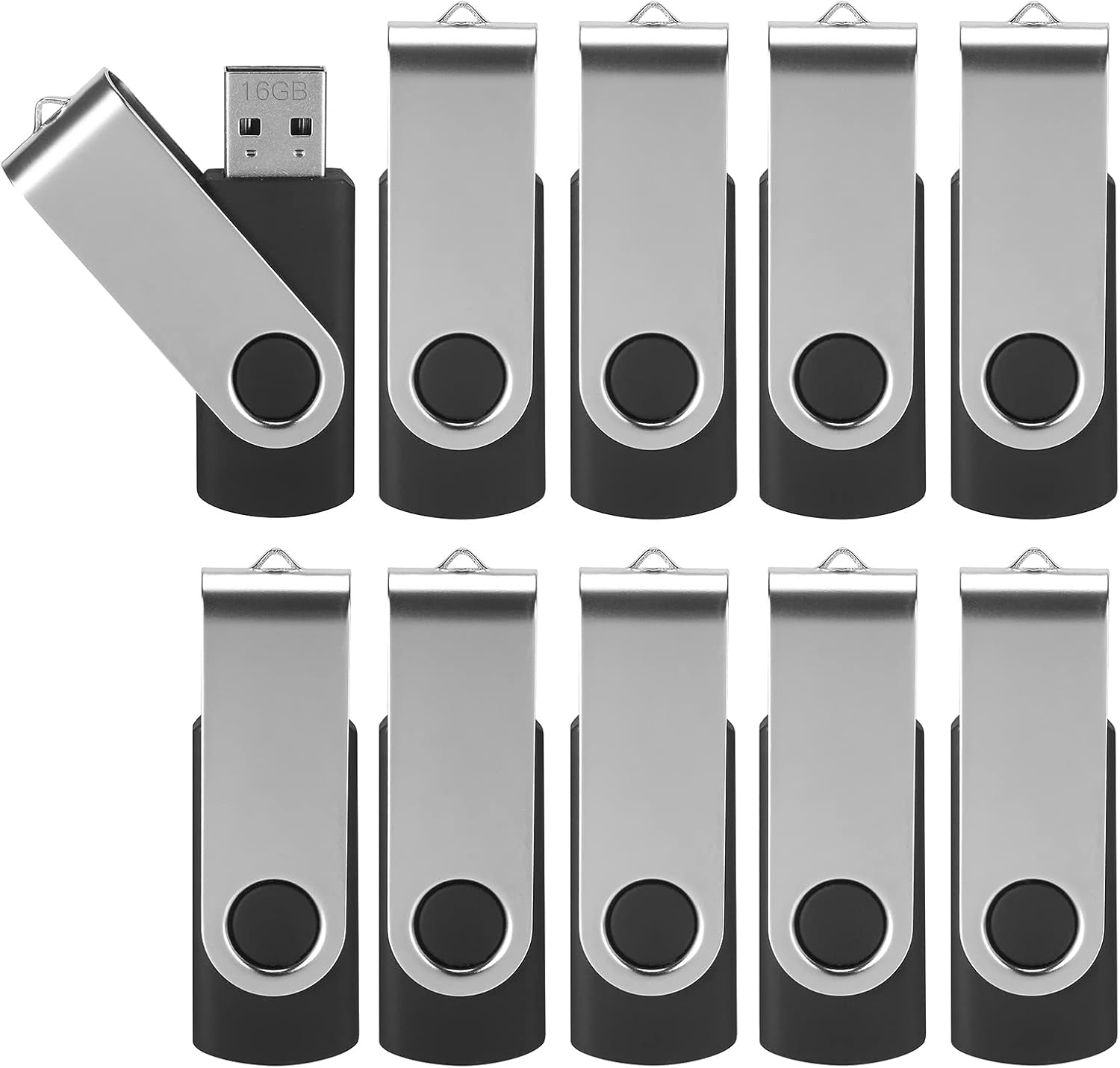 32GB Flash Drives 5 Pack, Alihelan USB Flash Drive USB 2.0 Thumb Drive Swivel Memory Stick U Disk Jump Drive Zip Drive with Led Indicator (5 Mixed Colors: Black Red Purple Yellow White, 32G)