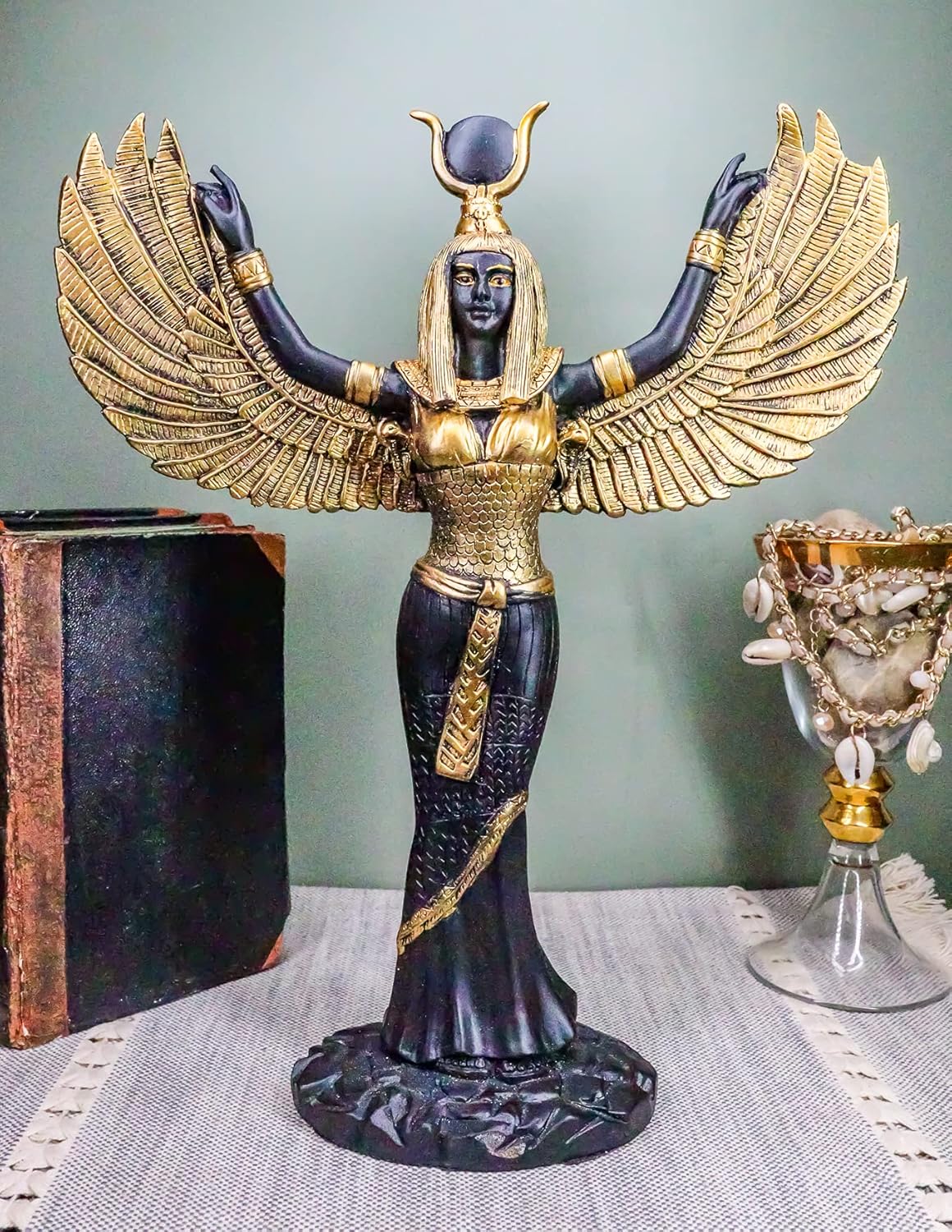 Ebros Gift Egyptian Goddess Isis Ra with Open Wings Statue 12