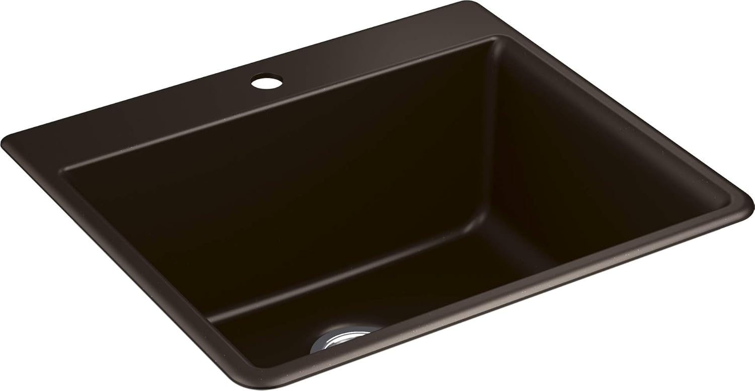 KOHLER K-8185-1-CM1 Kennon 33 in. x 22 in. x 9-5/8 in. Neoroc top Mount Double-Equal Kitchen Sink, Matte Black