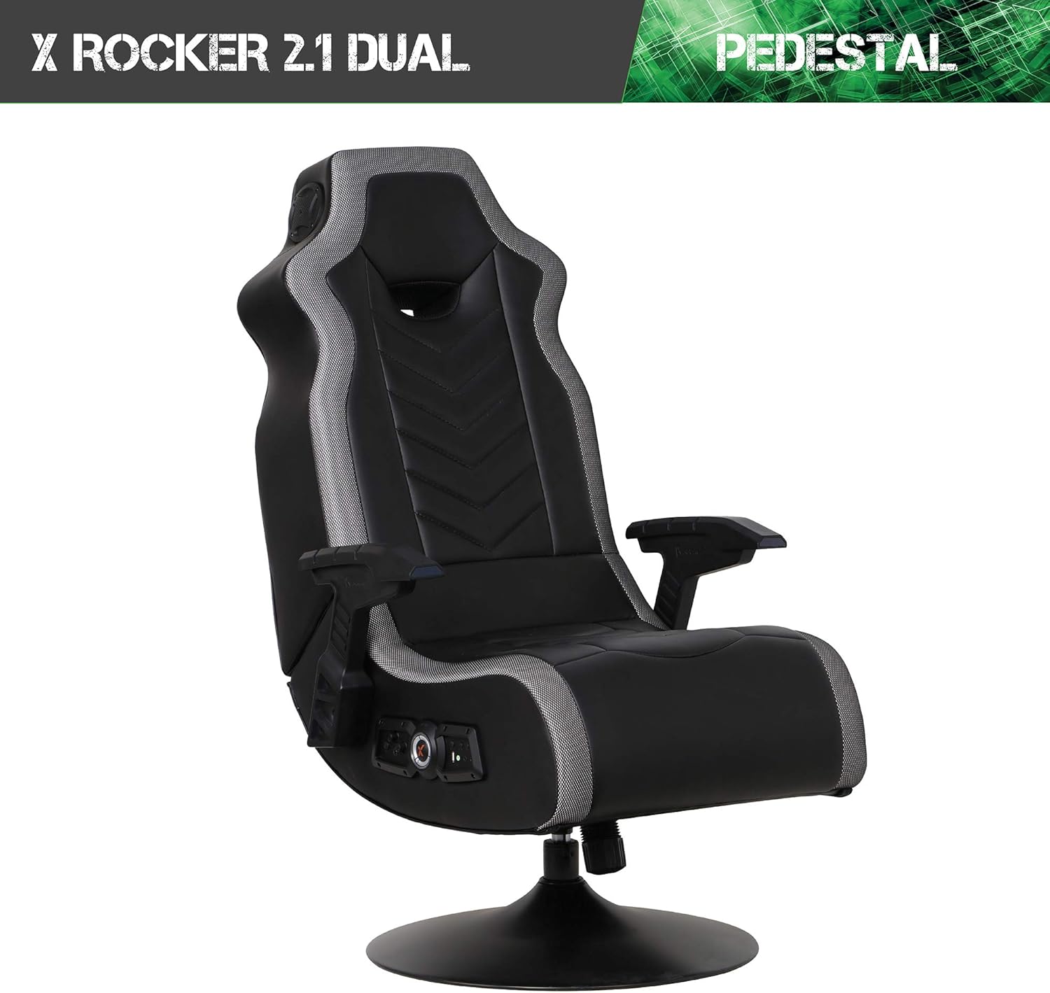 X Rocker RGB Prism Pedestal 2.1 Dual Gaming Chair with LED Lights, 33