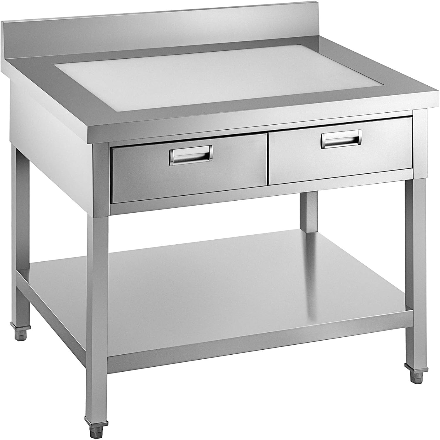VEVOR Commercial Worktable Workstation 24 x 36 Inch Commercial Food Prep Worktable with 2 Drawers, Undershelf and Backsplash, 992 lbs Load Stainless Steel Kitchen Island for Restaurant, Home and Hotel