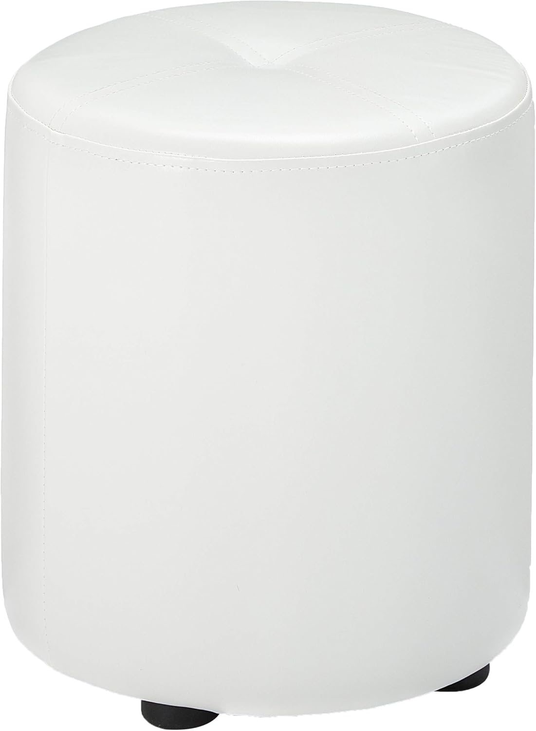 Kings Brand Furniture Josue Round Ottoman Stool, White Vinyl Pack of 2