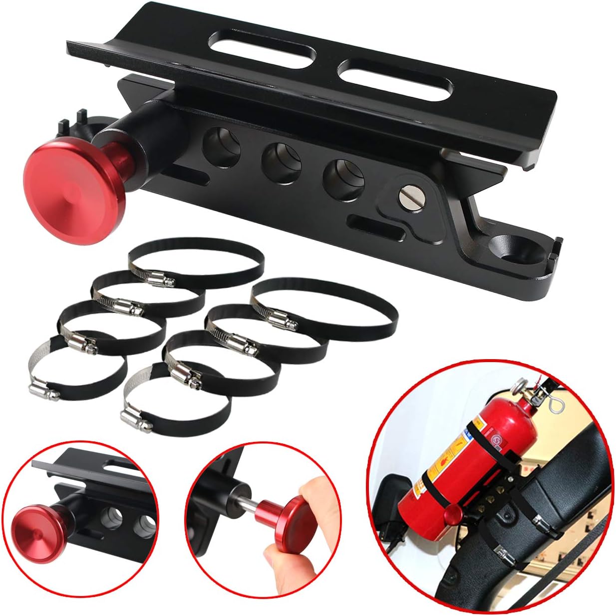 Universal Fire Extinguisher Mount Vehicle | Roll Bar Fire Extinguisher Bottle Holder | Quick Release Fire Extinguisher Bracket for Jeep Wrangler JK TJ CJ JL Rubicon 18-20 UTV Polaris RZR Boat Pack of 2