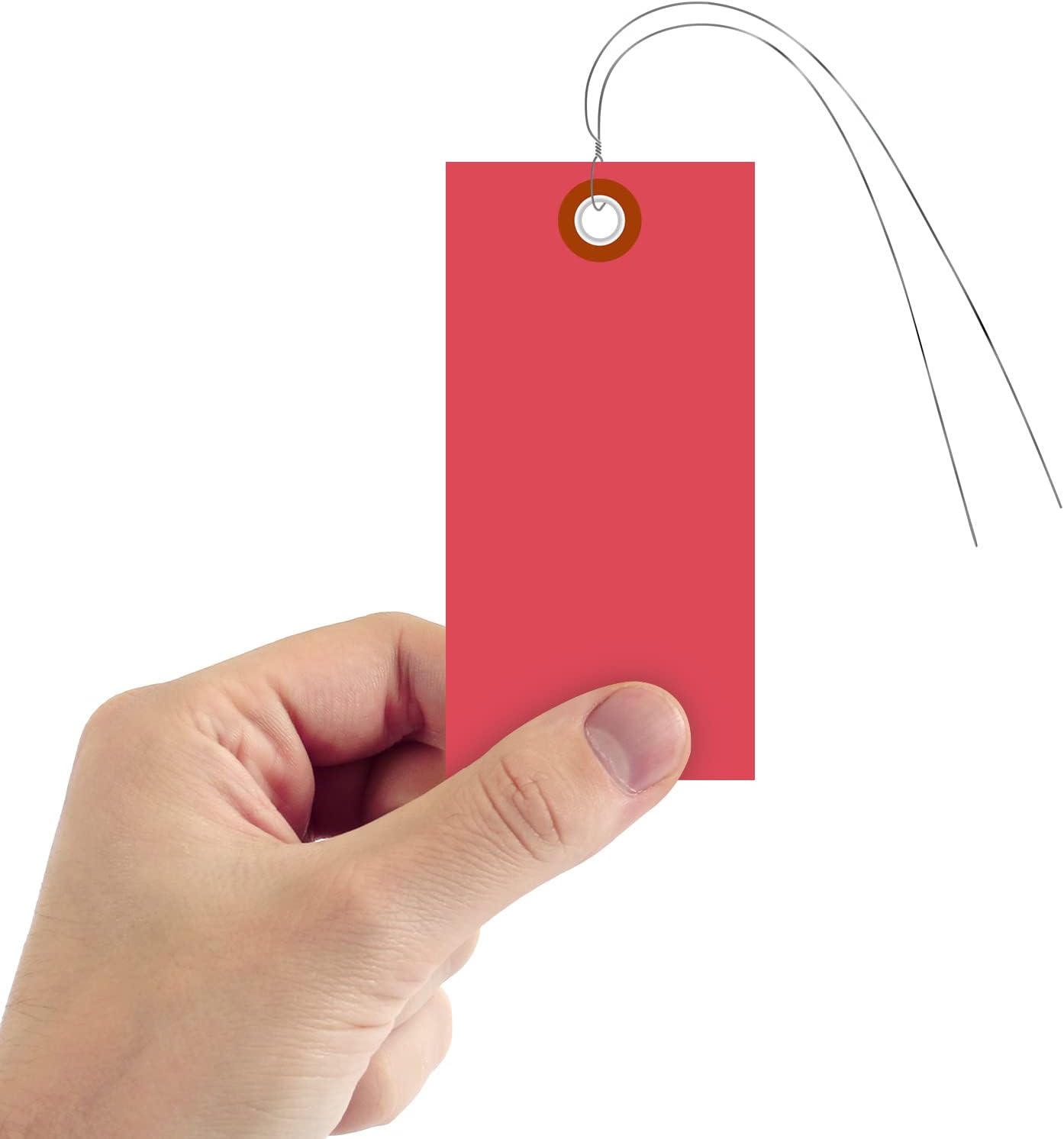 SmartSign (Pack of 1000) Red Plastic Tags with Wires, 4.75 x 2.375 inch, Metal Eyelet, 10 mil Tear-Proof Polylith Plastic, Writable