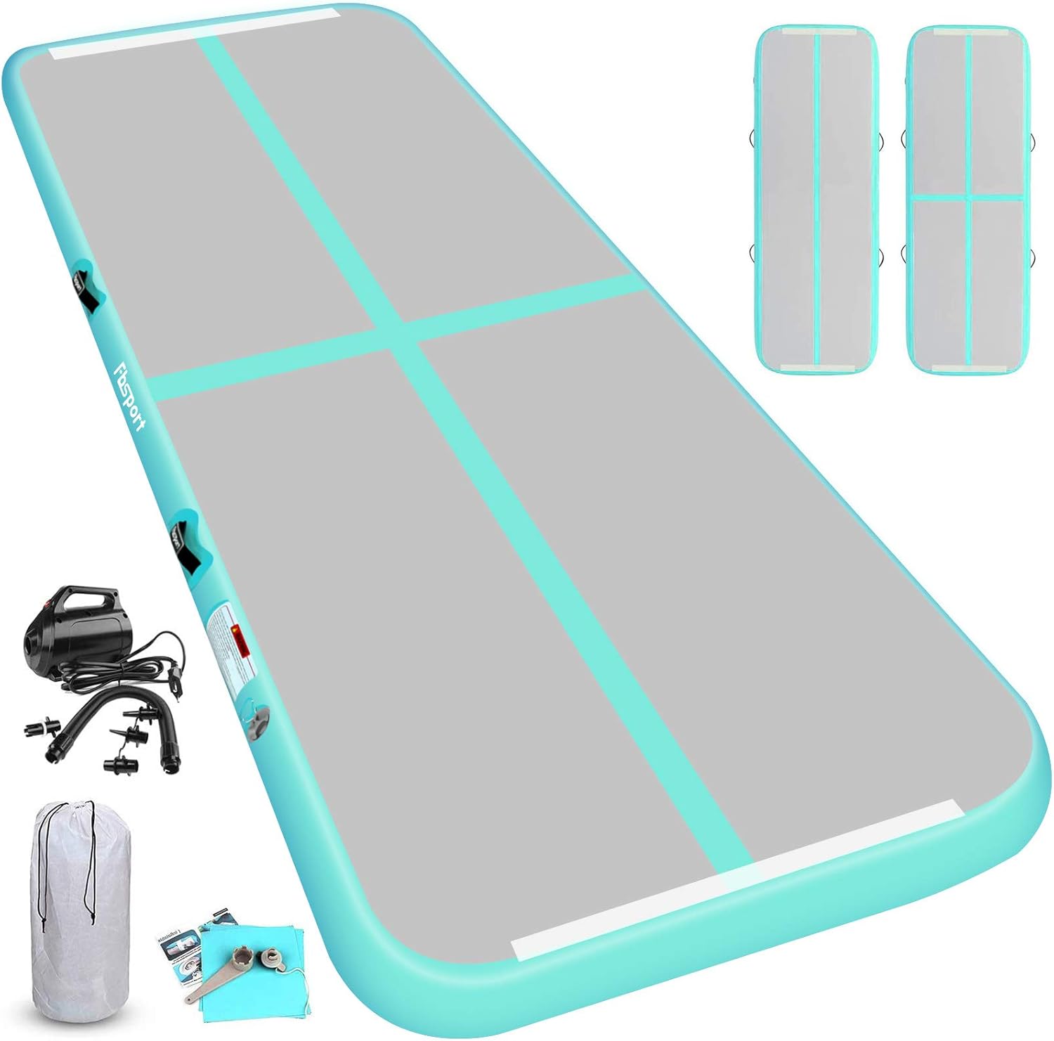 KIKILIVE Inflatable Gymnastics Mat, 4 /8inches Thickness Length Between 10ft to 39ft Air Gymnastics Track Mat, Gym Mats with Electric Air Pump for Training/Cheerleading/Training