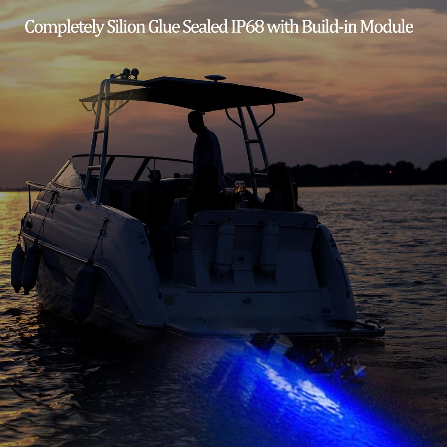 Boat Plug Light Underwater LED Drain Plug Lights for Boats 1/2 Inch NPT 10-30 Volts (Blue) Pack of 2