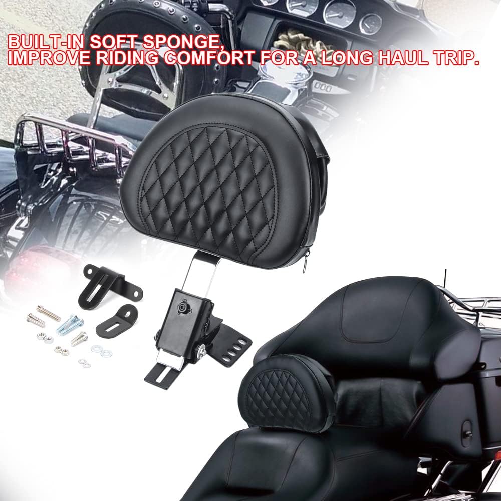 Adjustable Plug-in Driver Rider Backrest Kit,Front Driver Backrest Back Rest Sissy Bars For Harley Davidson Touring 97-2021
