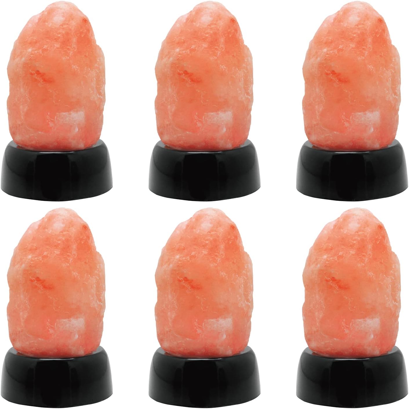 Himalayan Glow Salt Lamp, Battery Powered, ETL Certified Himalayan Pink Salt Lamp Multi-color - 6 PACK