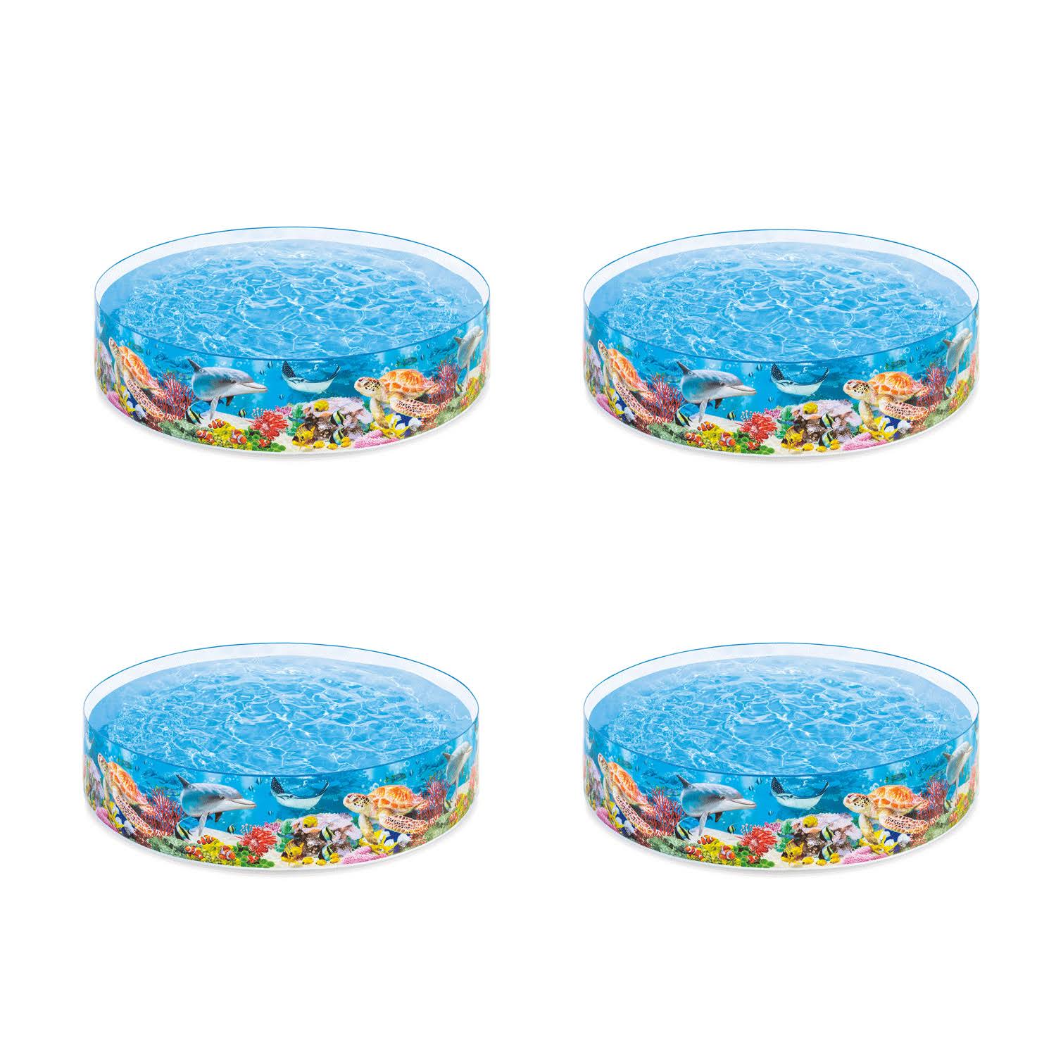 Intex Deep Sea Blue 8 x 1.5 Foot Kids Instant Kiddie Swimming Pool (4 Pack)