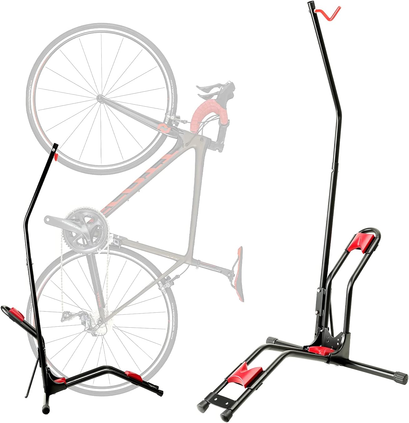 JAPUSOON Vertical Bike Rack, Independent Bike Floor Stand, Free Standing Adjustable Bike Garage Rack for Indoor Mountain/ Road Bike Storage, Saving Space-No Damage Wall, Fits Most 20''-27'' Bike. Pack of 2