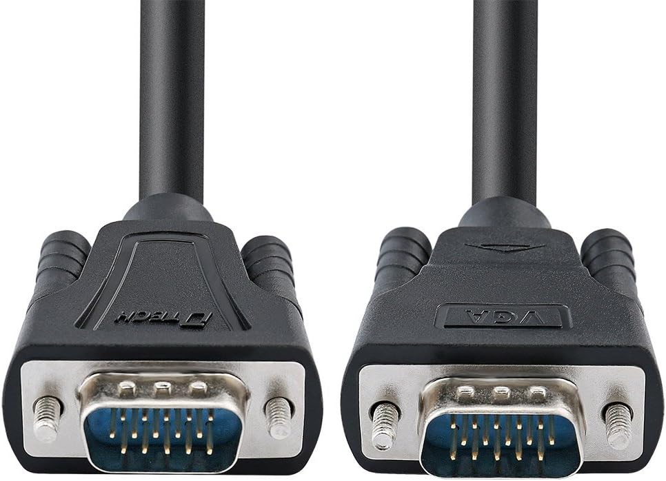 DTECH 100 Feet VGA Cable Male to Male for Computer Monitor 1080p High Resolution (30 Meter, Black) Pack of 2