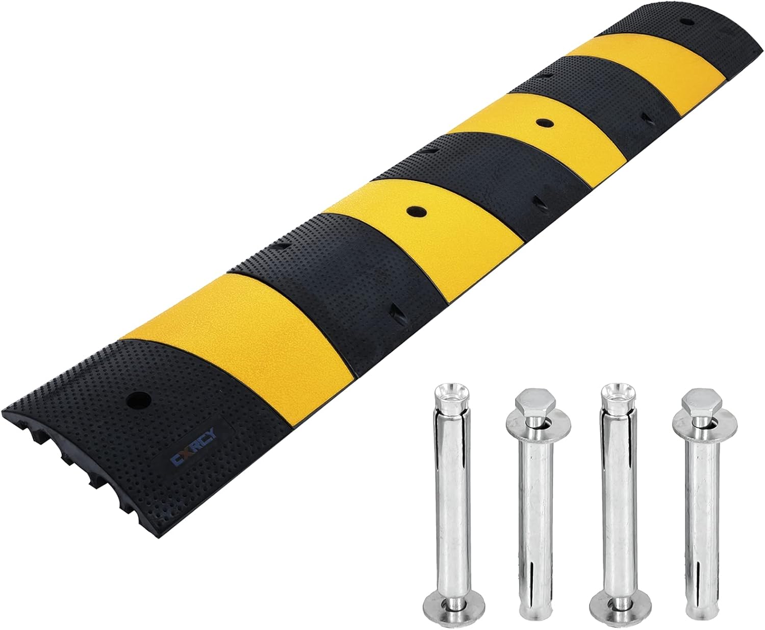 CXRCY 6FT Rubber Speed Bump 1Pack 2-Channel Modular Traffic Driveway Speed Bump Hump Heavy Duty Cable Protector Ramp with 4 Bolts for Asphalt Concrete Garage Gravel Roads (71.7 x 12 x 2.4 Inch)