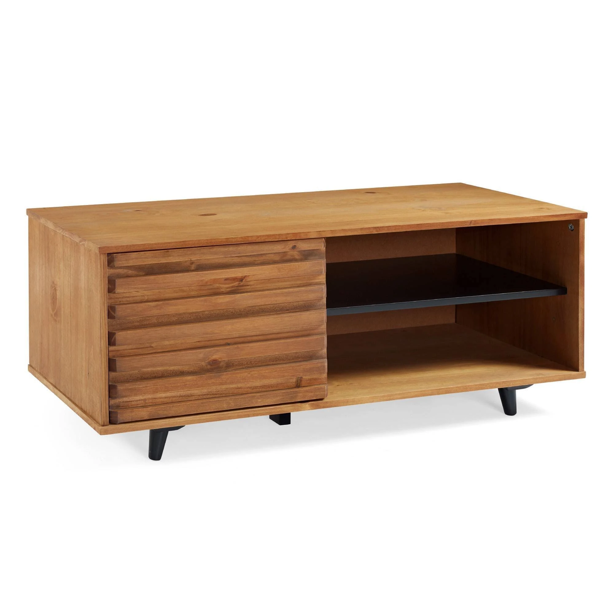 44x22 Solid Wood Slat Door Storage Bench Caramel - Saracina Home