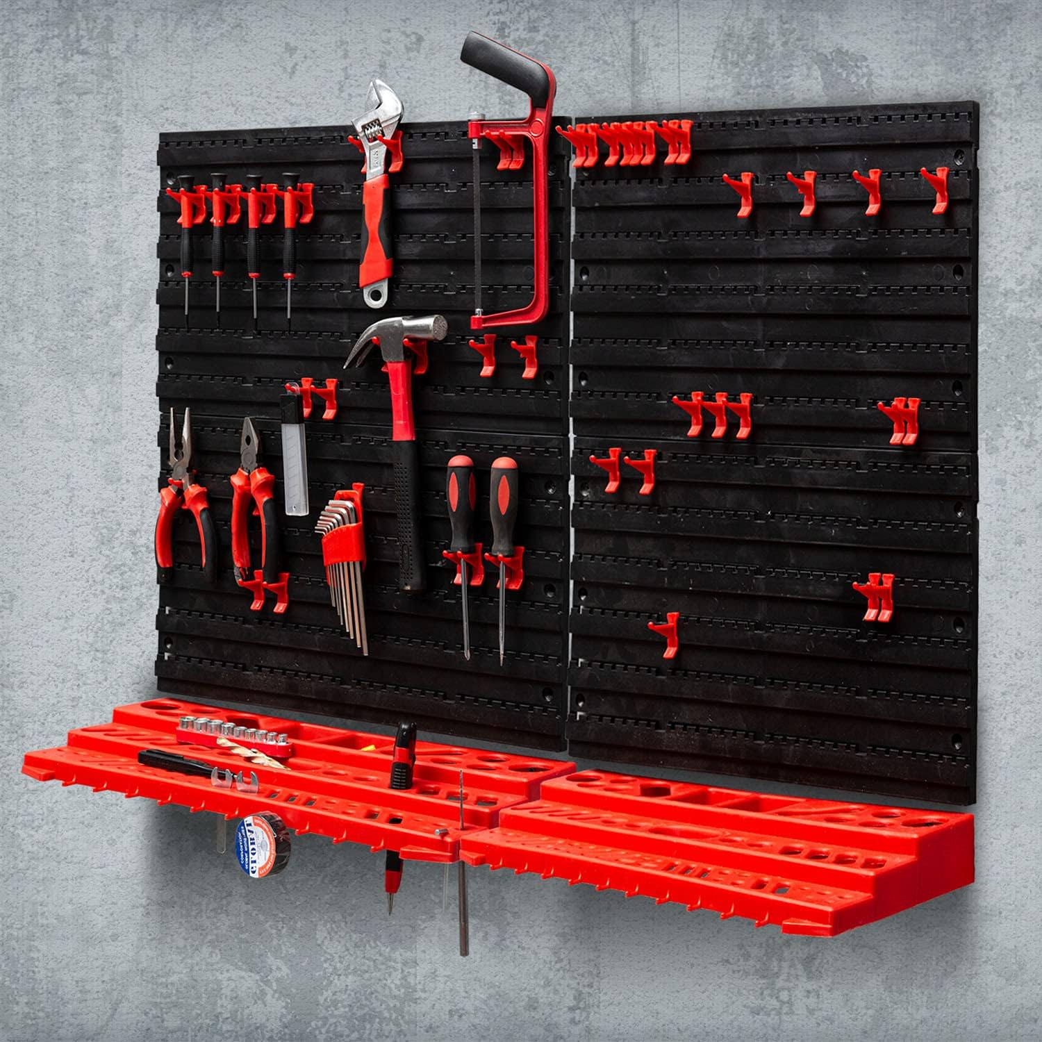 54 Pieces Pegboard Wall Organizer Plastic Wall Shelf Wall Mount Garage Shelving DIY Garage Storage Wall Mount System Pack of 2