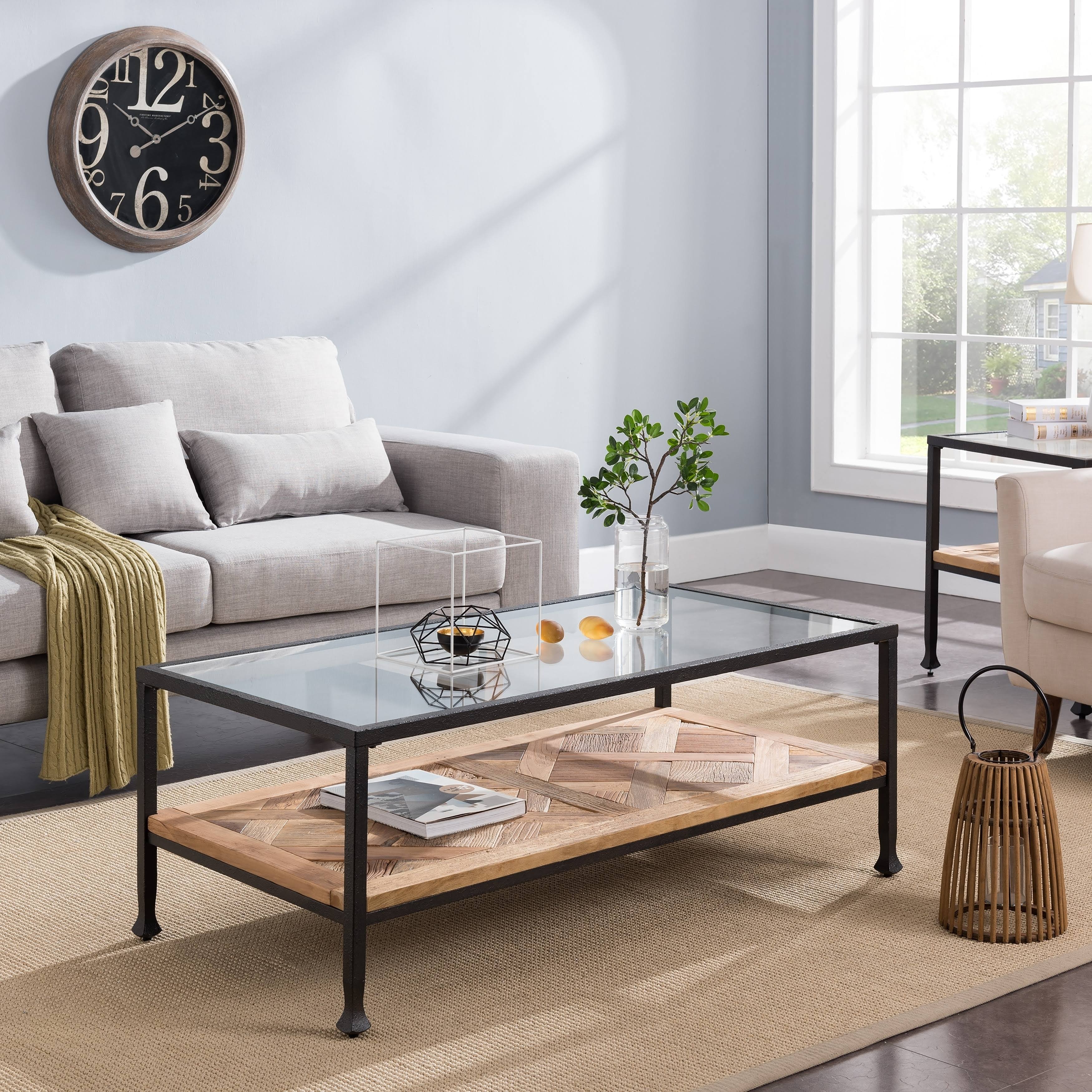 Harper Blvd Jersea Rustic Black and Aged Natural Cocktail Table