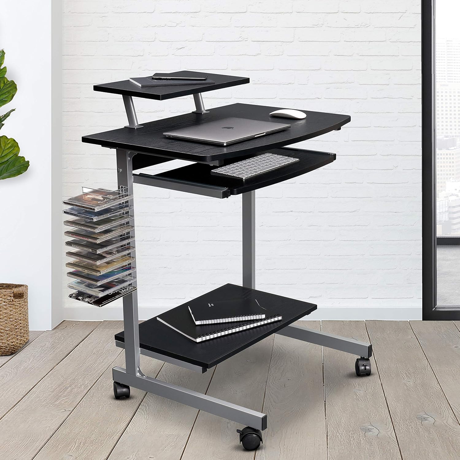 Techni Mobili Compact Computer Cart With Storage, Graphite