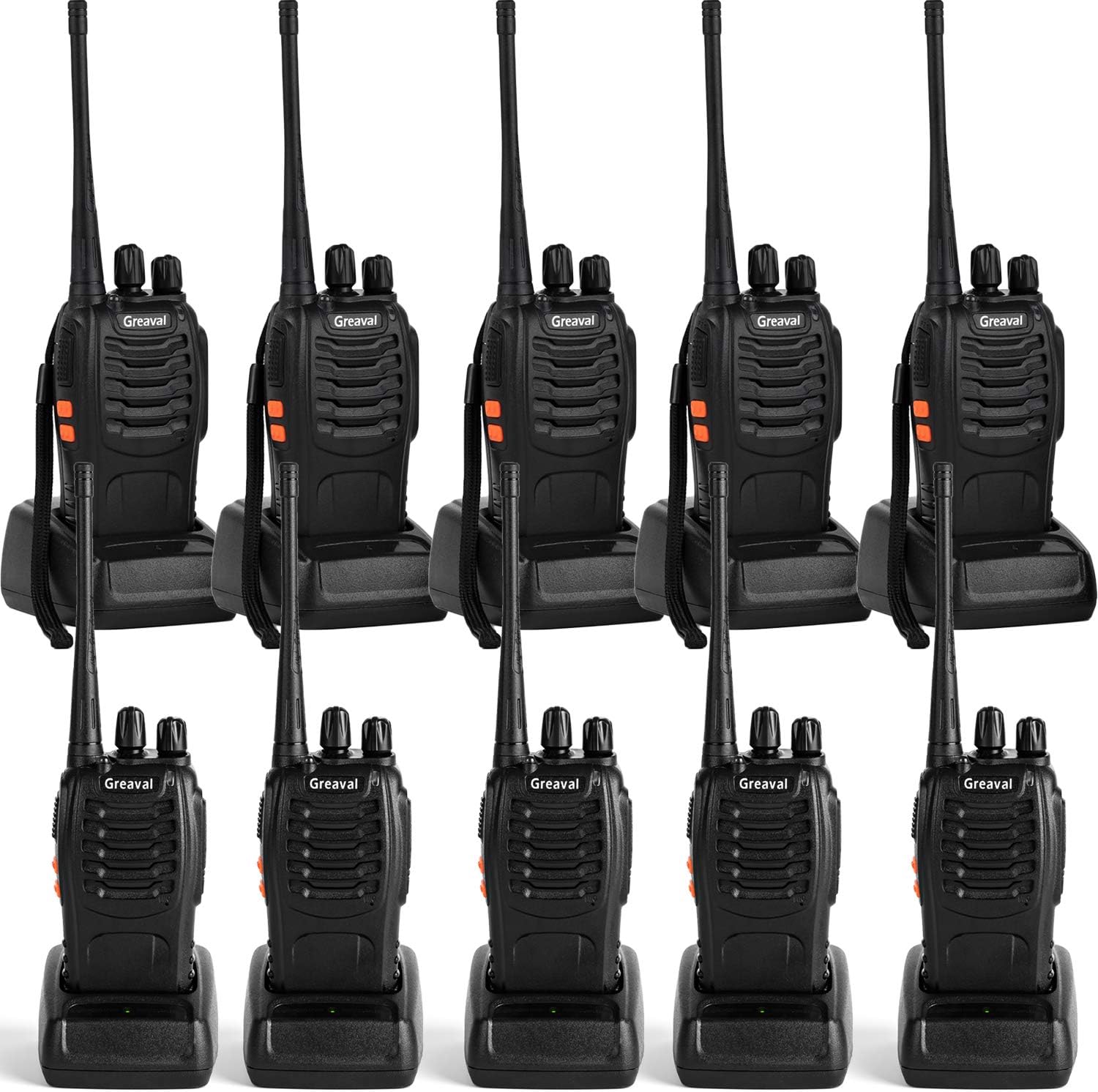 Greaval Long Range Walkie Talkies Rechargeable Two-Way Radios with Earpiece, Walkie Talkies for Adults 16-Channel UHF 400-470MHz (Pack of 6)