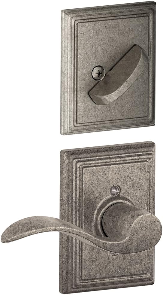 Schlage F59 ACC 621 ADD Addison Collection Accent Left-Handed Handleset Interior Lever, Distressed Nickel (Interior Half Only) Pack of 2