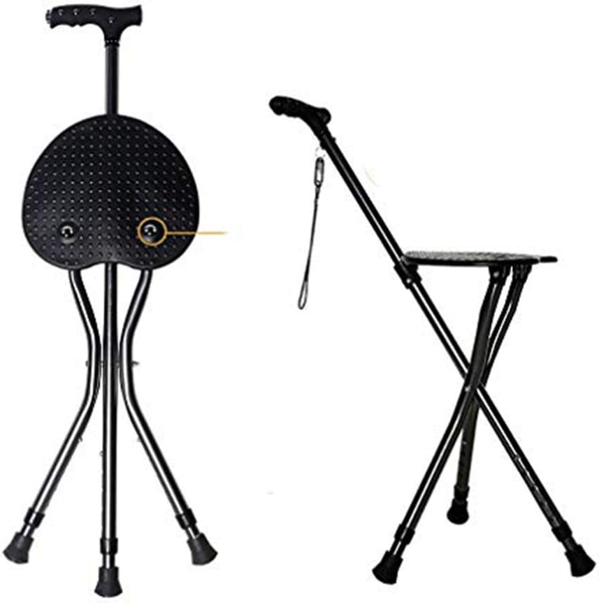 Folding Canes with Seat Walking Stick Height Adjustment Cane Seat 350 lbs Capacity Frosted Handle with Magnetic Therapy Stone Massage Crutches Stool Pack of 2