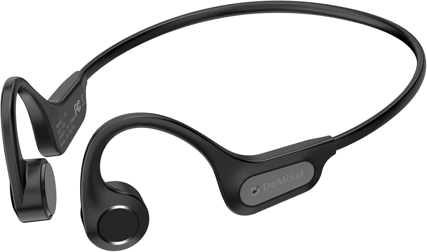 Bone Conduction Headphones Wireless,D DOMISOL Open-Ear Bluetooth Sport Earphones with Mic, Waterproof Sweat Resistant Headset for Running Cycling Hiking Gym Workouts-Black