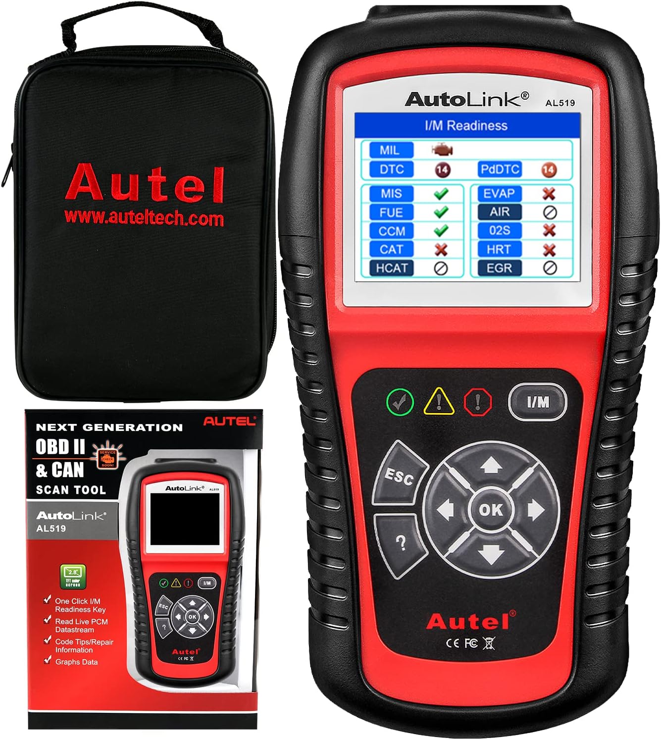 Autel AutoLink AL519 OBD2 Scanner Enhanced Mode 6 Check Engine Code Reader, Universal Car Diagnostic Tool with One-Click Smog Check, DTC Breaker, Upgraded Ver. of AL319 Pack of 2