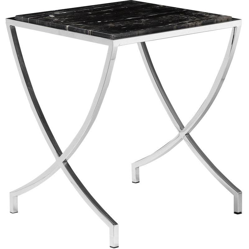 Pangea Home Steve Metal Side Table in Black Marble - Z-STEVE-ST Black