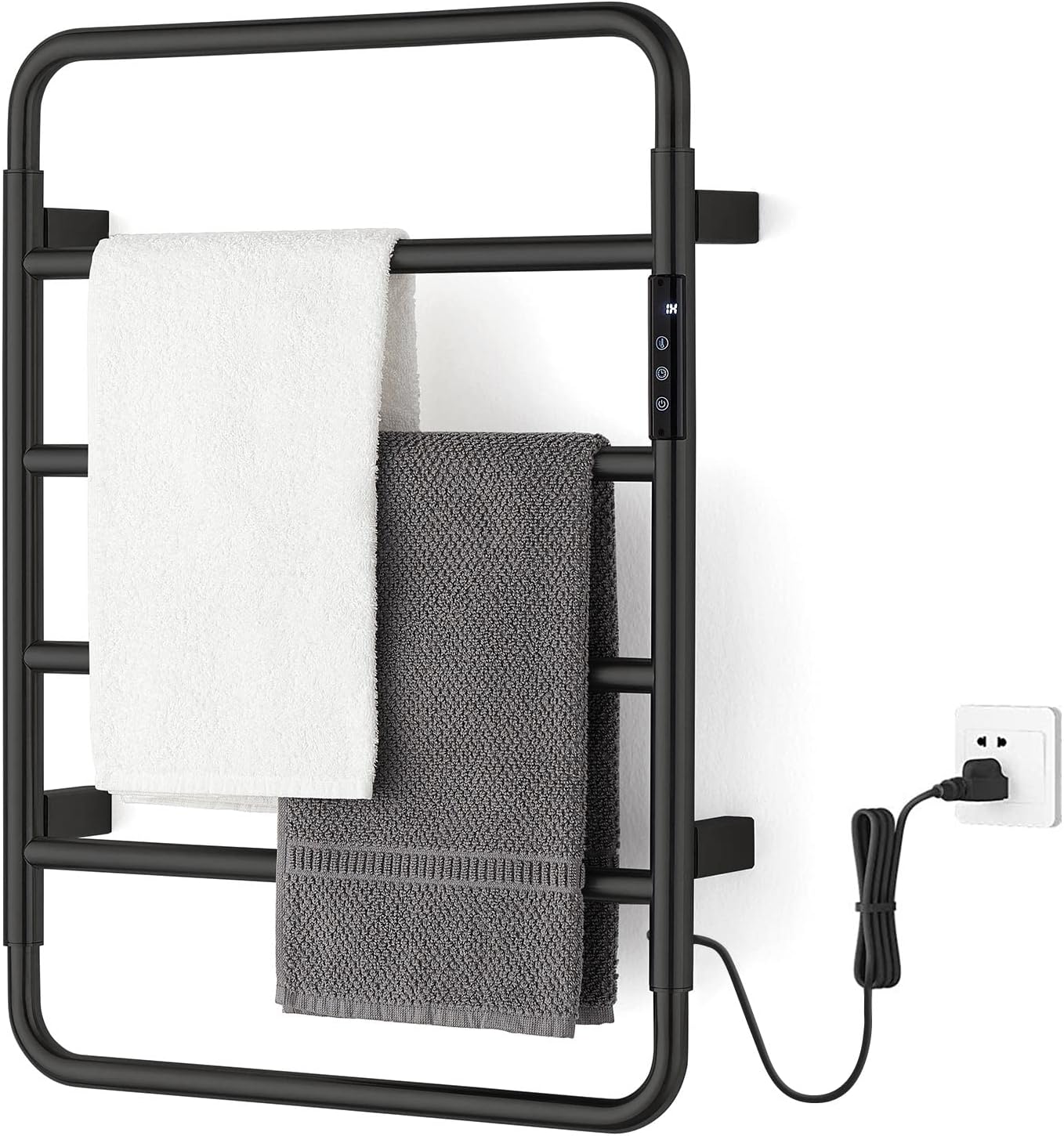 SSWW Heated Towel Warmer Rack with Timer, Wall Mounted Towel Heater for Bathroom, Stainless Steel Electric Hot Towel Drying Rack