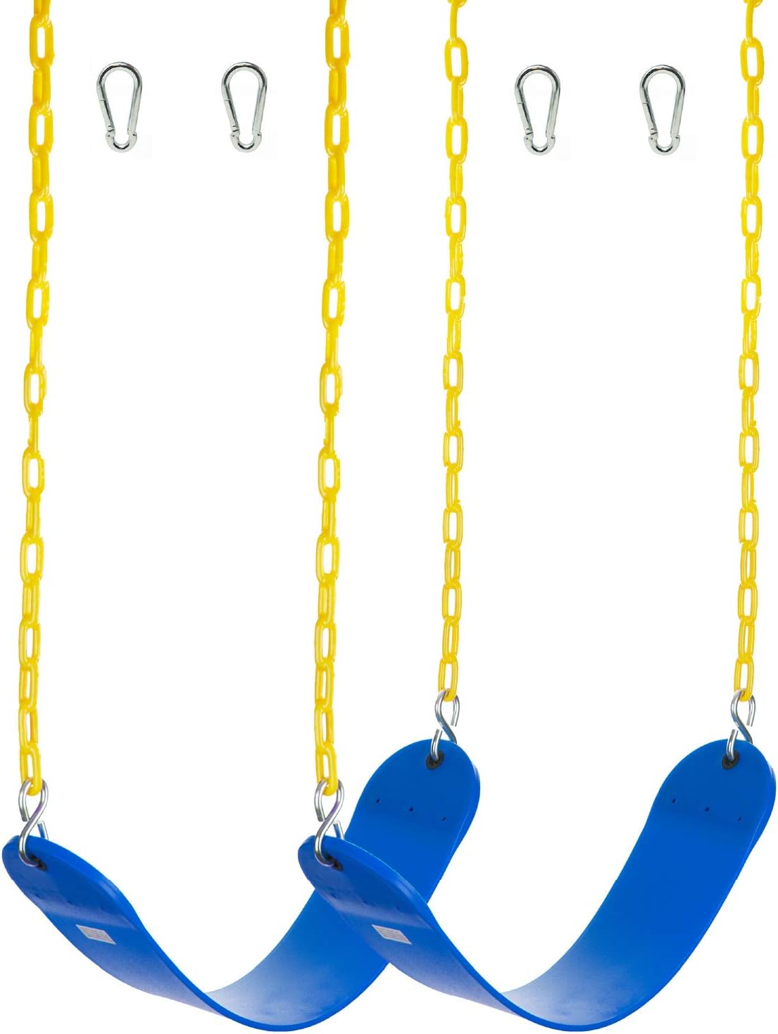 Squirrel Products 2 Pack Heavy Duty Strap Swing Seat - Swing Set Swing Seat Replacement with Plastic Coated Chain and Carabiners for Easy Install - Red Pack of 2