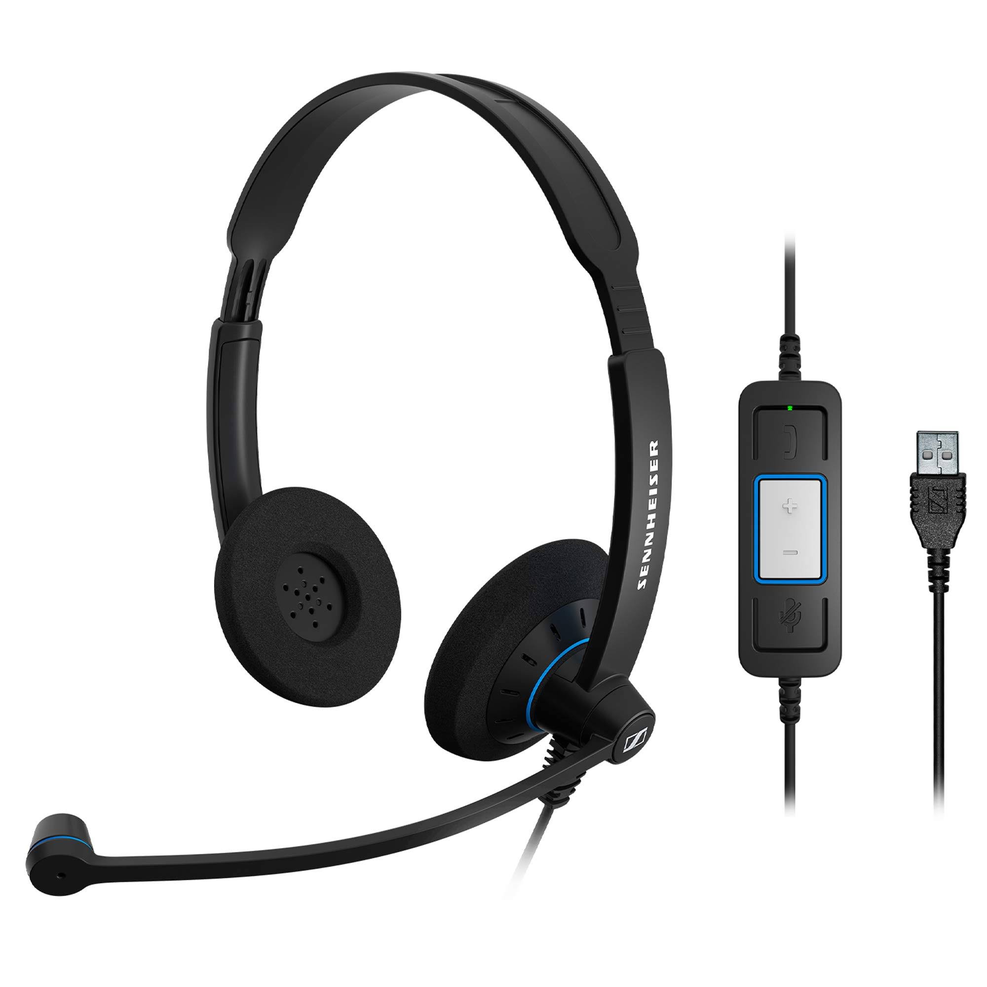 Sennheiser Culture SC 60 USB CTRL On-Ear Headset - Noise-Canceling - Black With Blue Color highlights