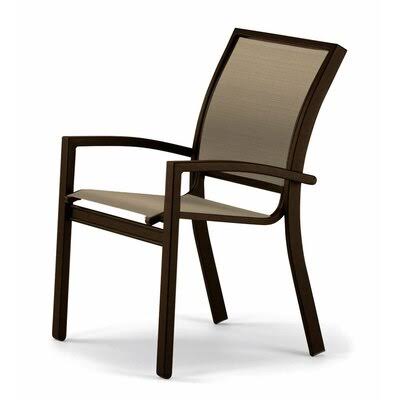 Kendall Stacking Patio Dining Chair Telescope Casual Frame Color: Textured Kona, Seat Color: Newport