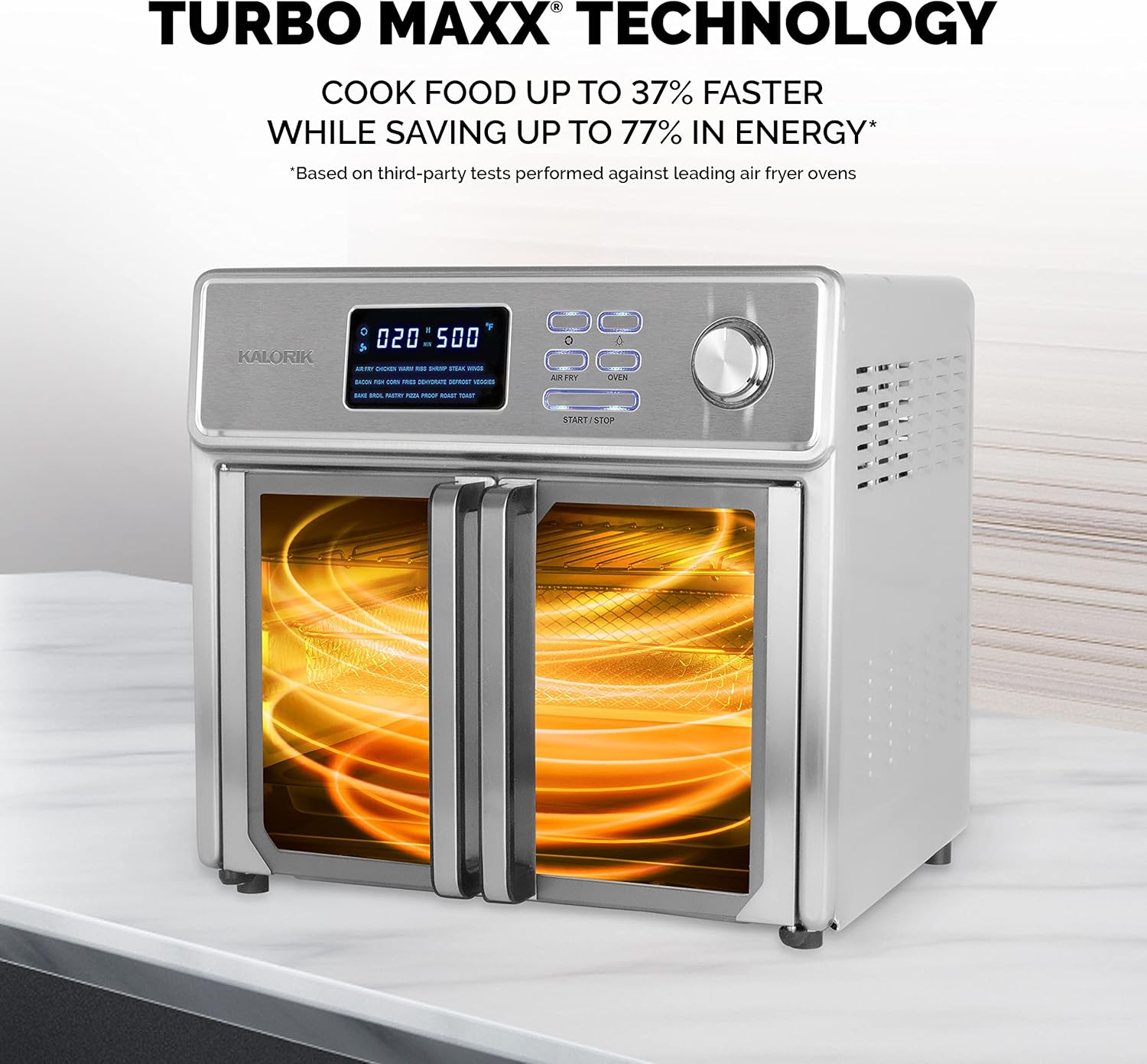 Kalorik® MAXX® Digital Air Fryer Oven AFO 46045 SS 26 Quart 10-in-1 Countertop Toaster Oven & Air Fryer Combo - Rotisserie, Broiler, Dehydrator, & More | 9 Accessories & Cookbook | 21