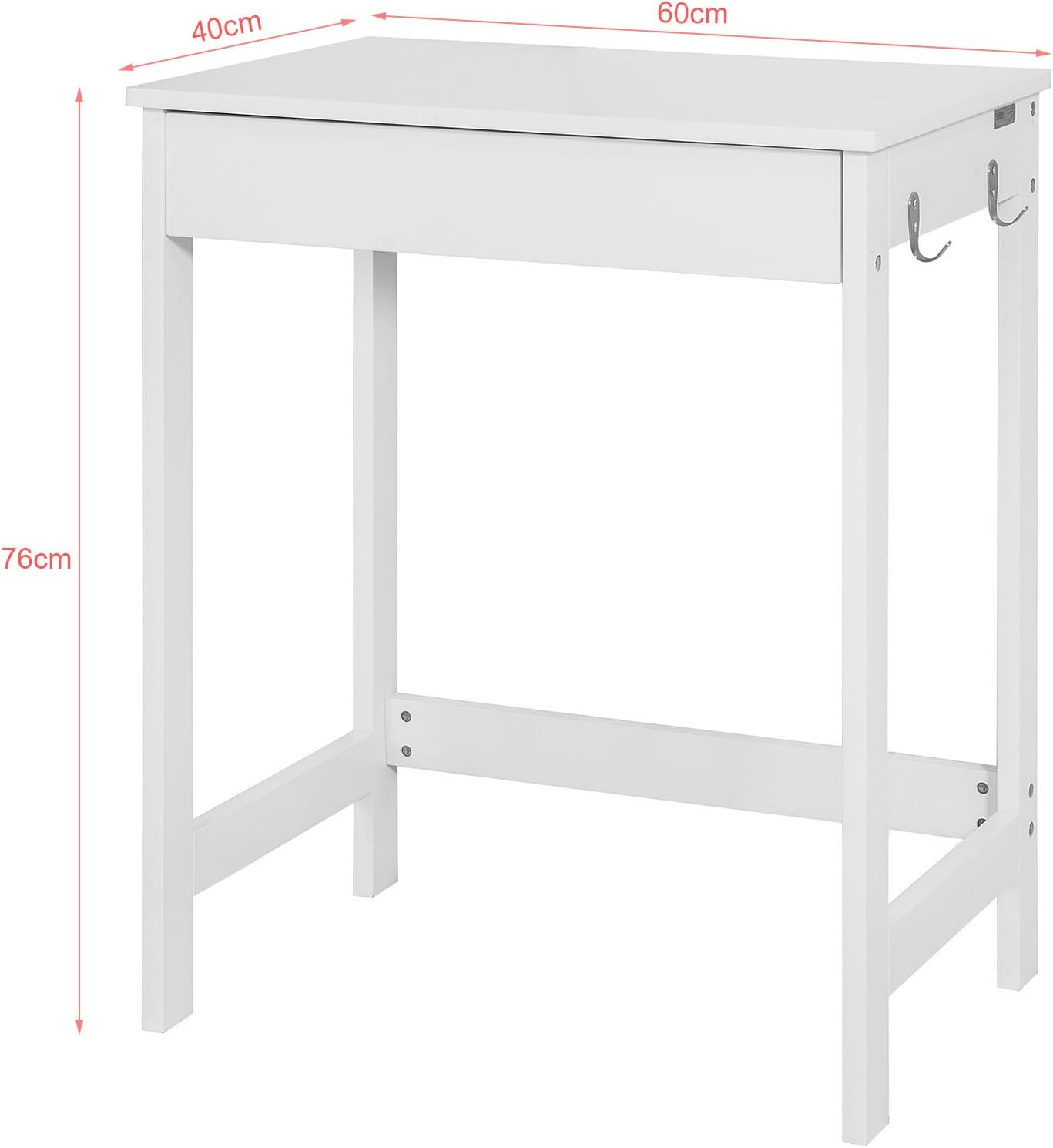 Haotian White Computer Desk Workstation Writing Desk Children Teenagers Desk, W60 x D40 x H76cm,FWT43-W Pack of 2