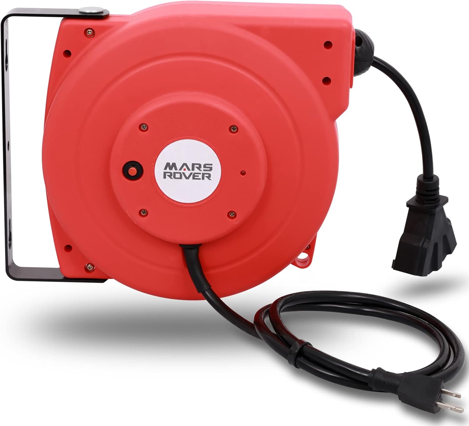 MARSROVER Retractable Extension Cord Reel, 40 FT Heavy Duty Cord, 12/3 AWG SJT, Grounded Triple Tap Connector, Power Rating 15A 125V 1875W