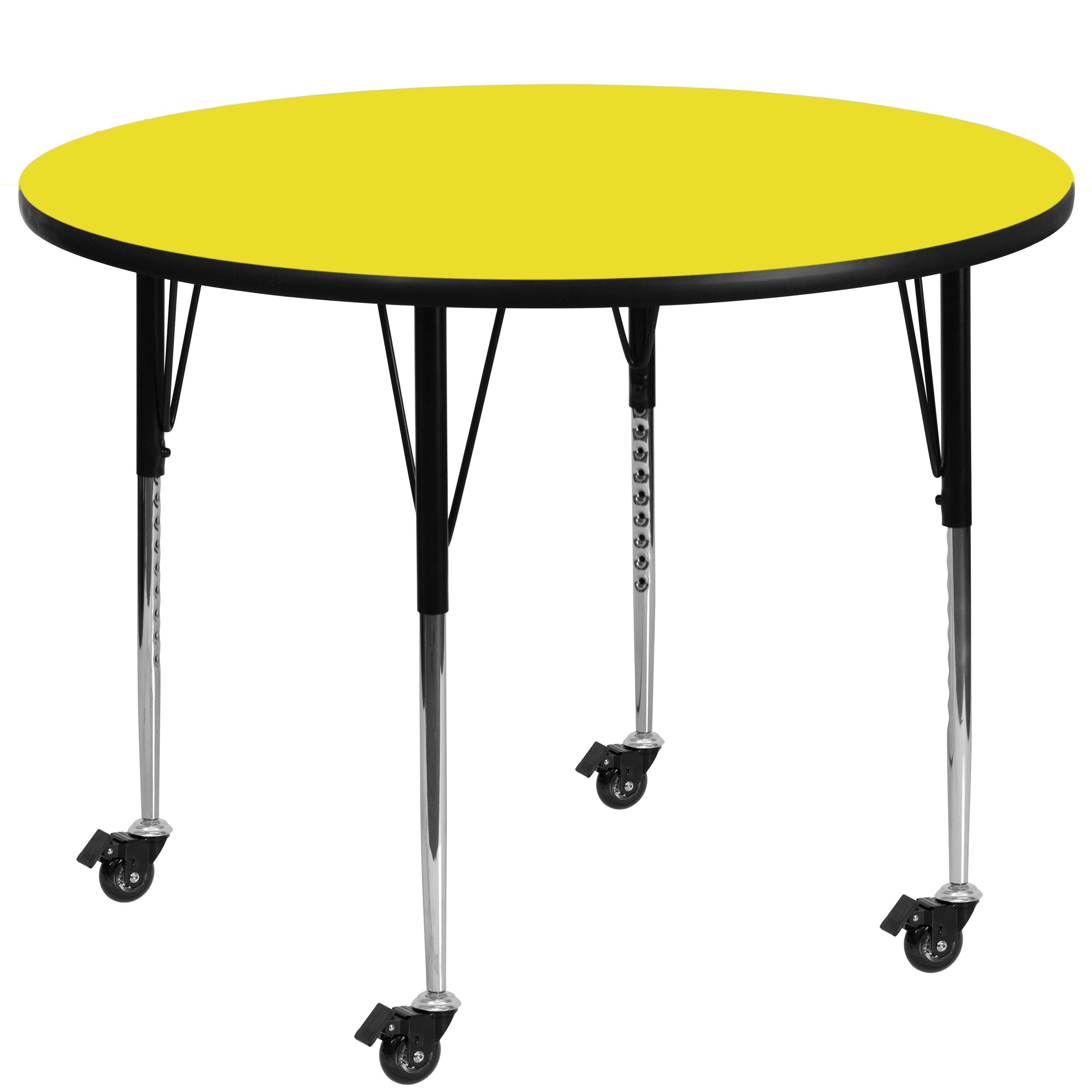 Mobile 48&& Round Yellow HP Laminate Activity Table - Standard