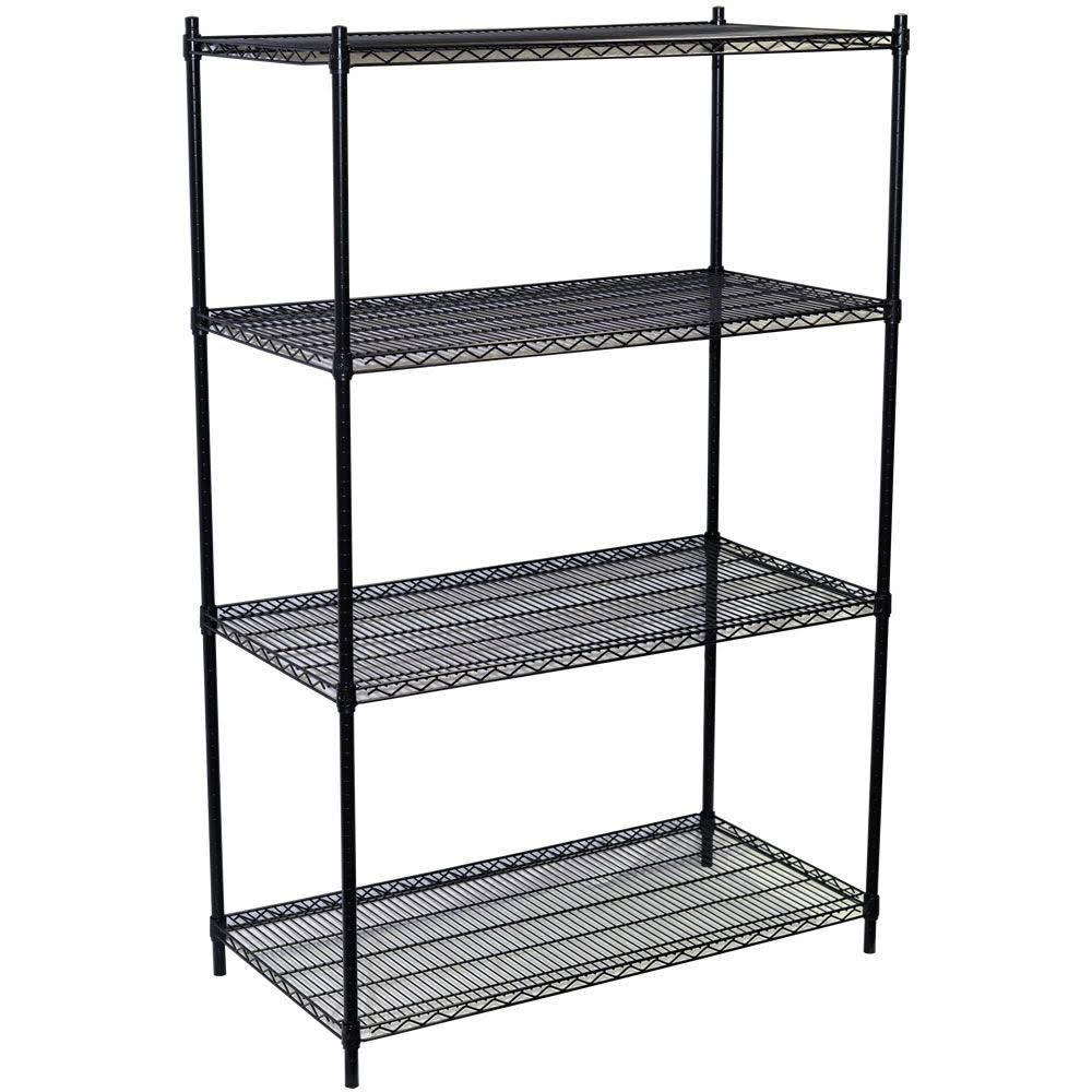 Storage Max Black Wire Shelving Unit, 18 x 48 x 86, 4 Shelves