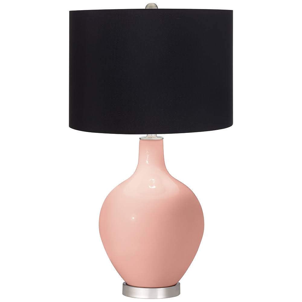Color + Plus Rustique Ovo Table Lamp with Black Shade, Pink