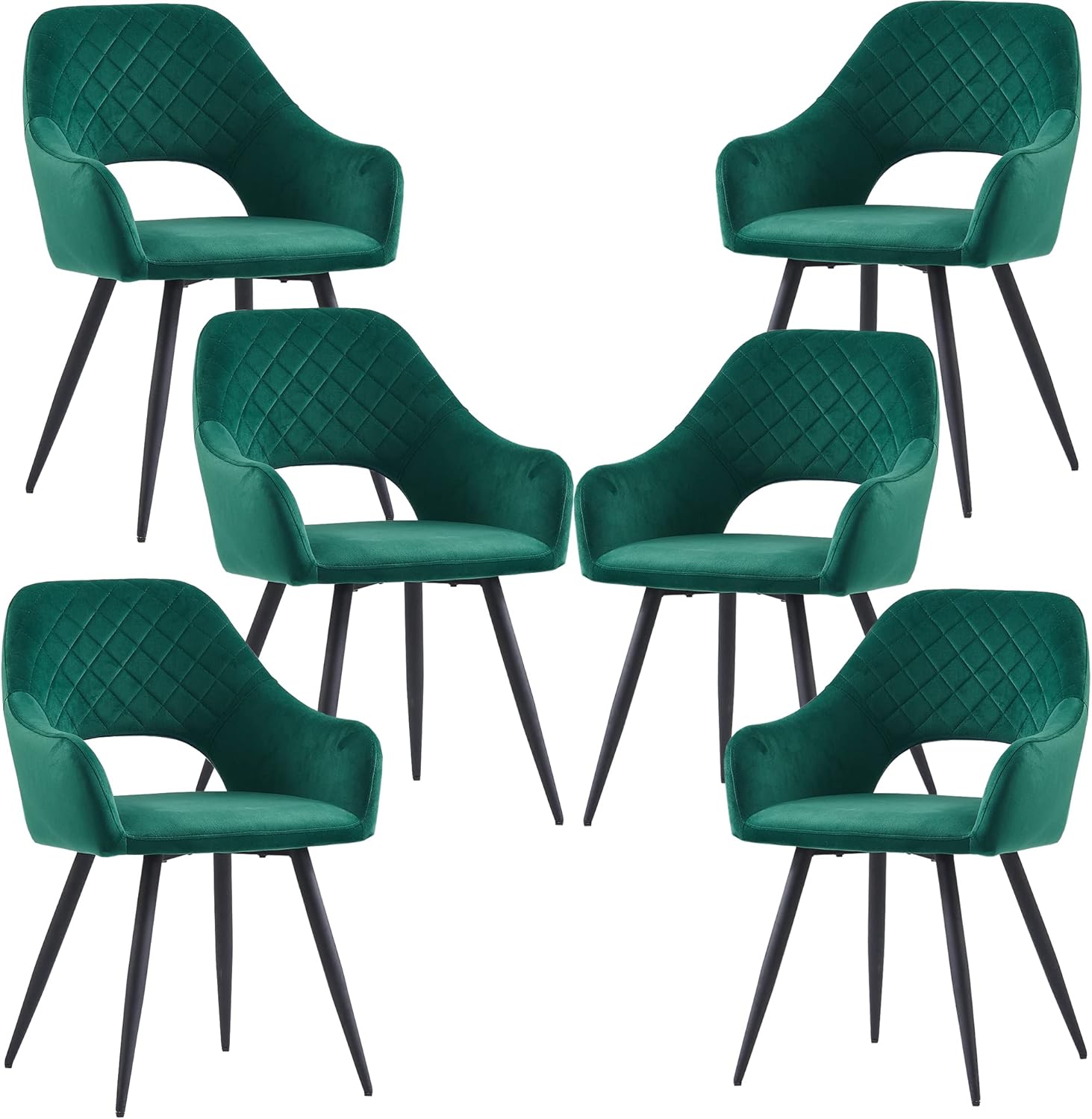 Keivvakn Snug Velvet Dining Chairs with Fabric Seat and Back Kitchen, Dning, Lounge Chairs with Popular Style Sturdy Metal Legs, Set of 6 (6, Grey)