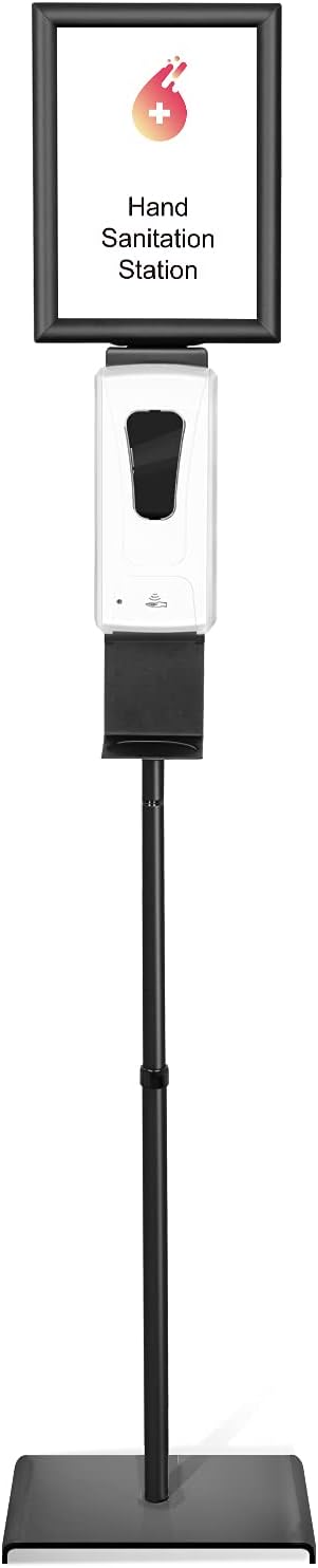 Automatic Hand Sanitizer Dispenser with Adjustable Stand & Detachable Sign Board & Refillable Inner Bottle, Touchless Sanitizing Stations, Ideal for HomeAll Public Places