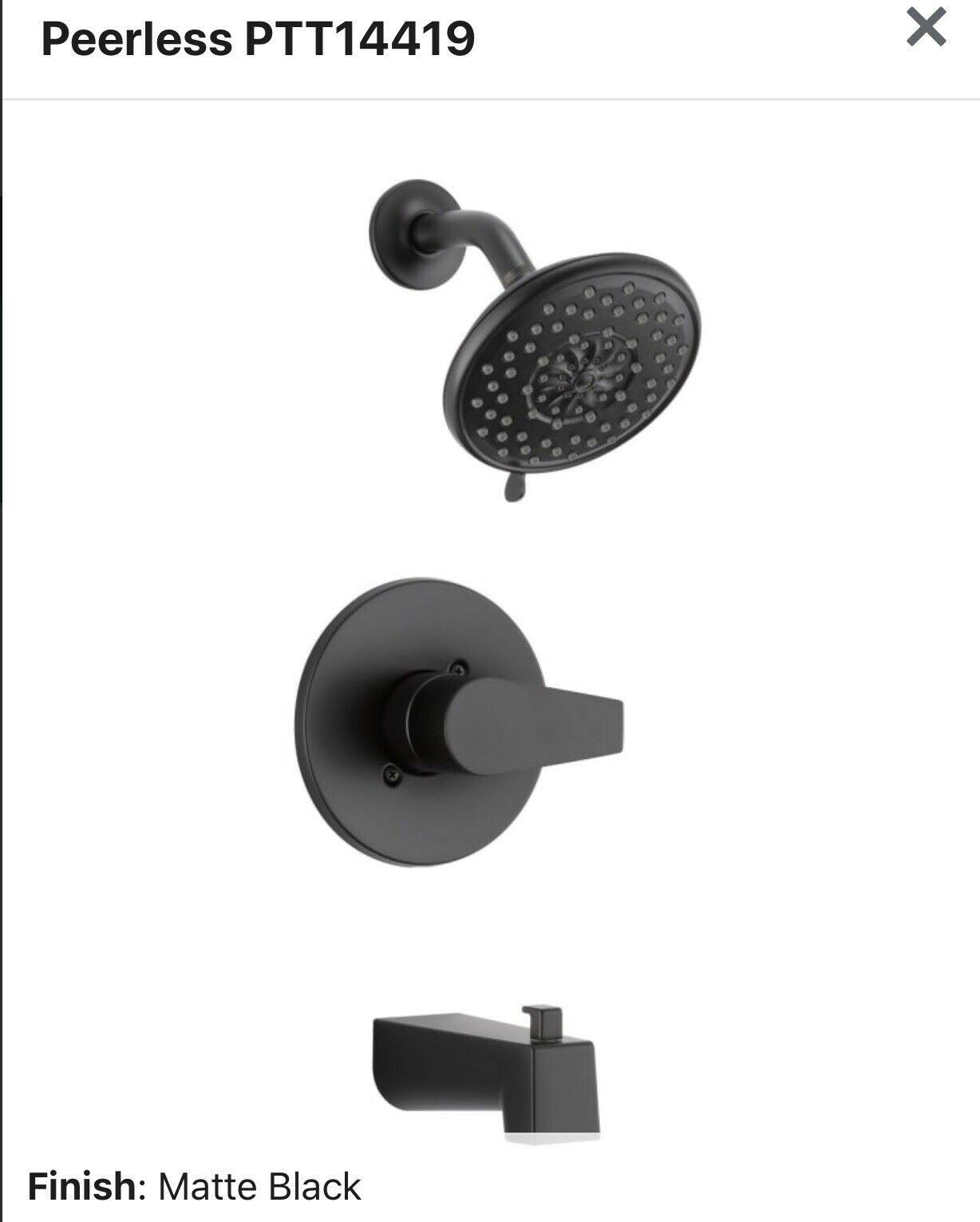 Peerless PTT14419-BL Tub and Shower Trim Kit in Matte Black