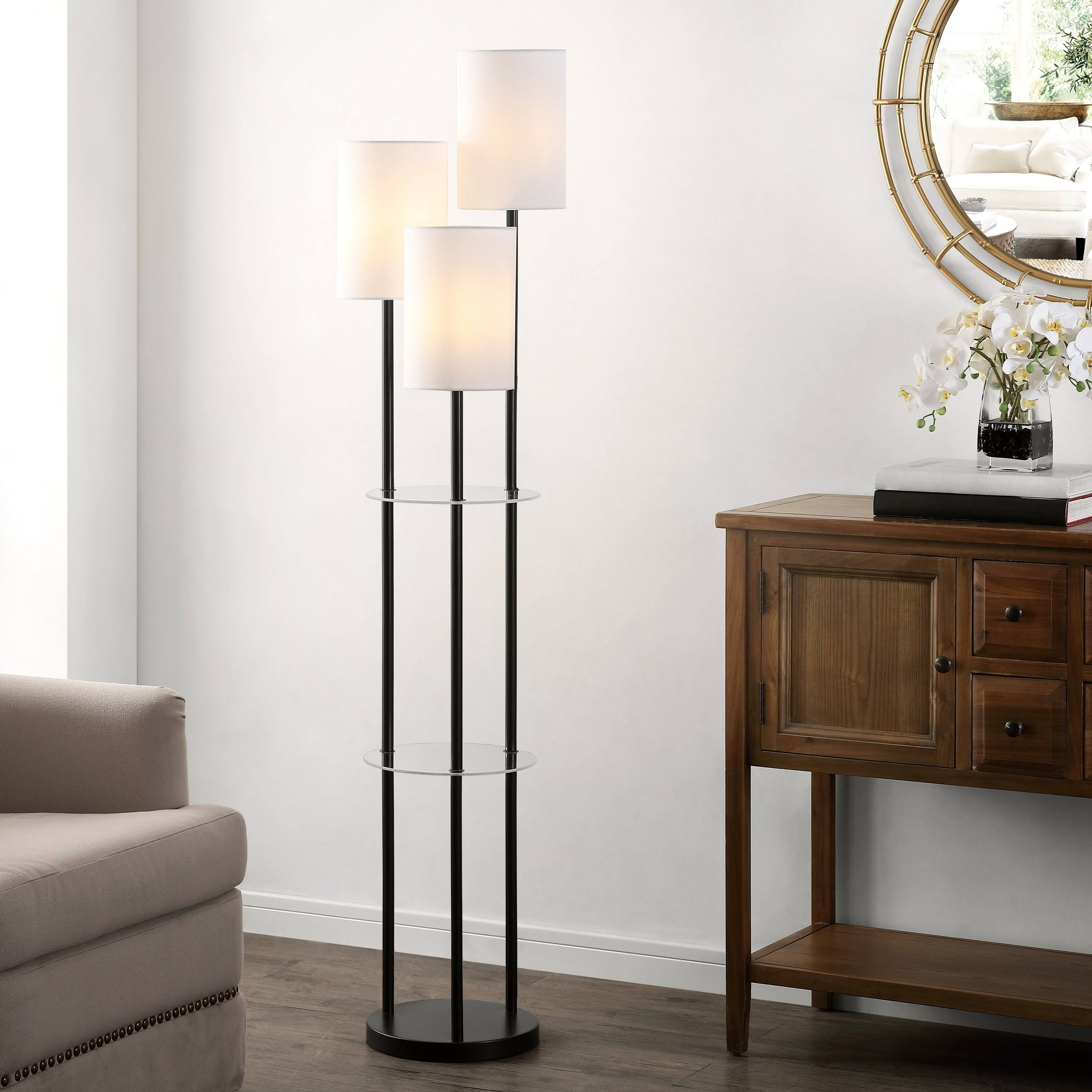 Safavieh Soren Glass and Iron Floor Lamp - Black