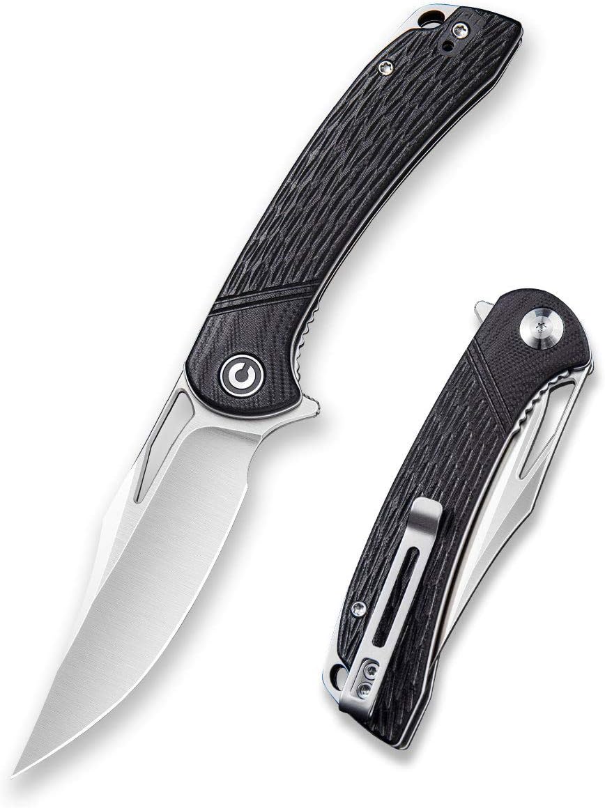 CIVIVI Dogma Pocket knife for EDC, Satin D2 Blade, G10 Handle , Liner Lock, Ball Bearings Pivot ,Flipper Opening Utility Knife with Reversible Deep Carry Pocket Clip C2005D (Black)