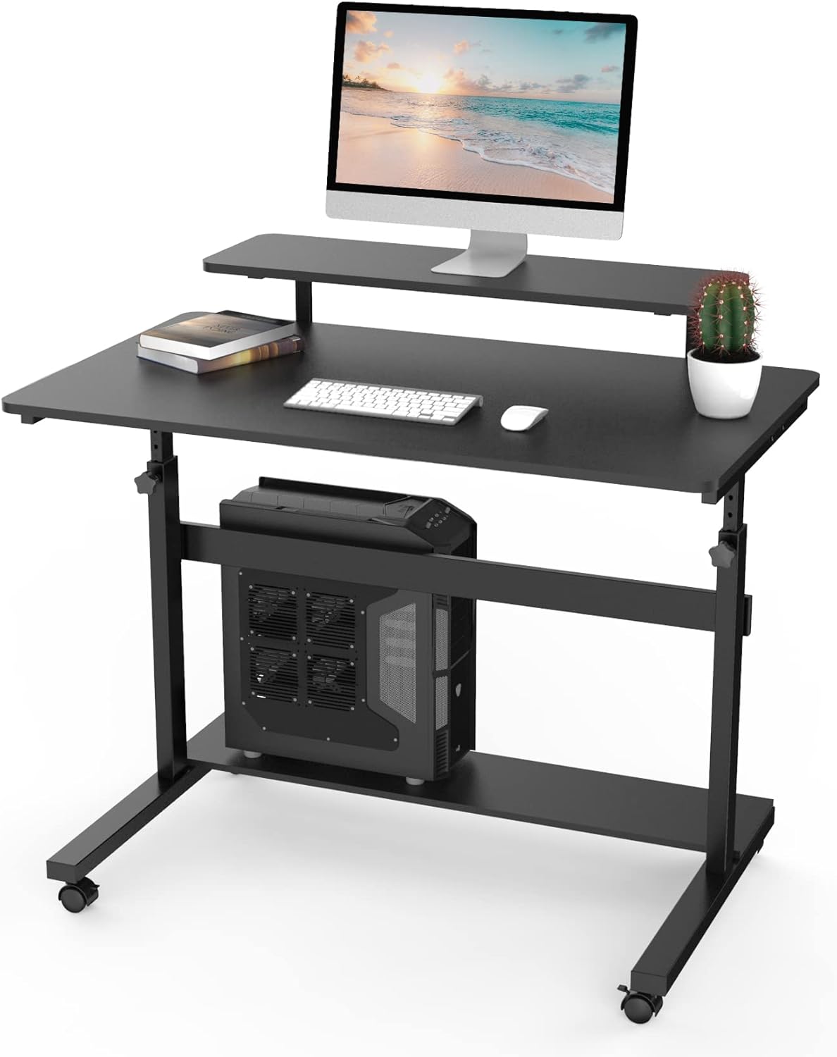 EUREKA ERGONOMIC Height Adjustable Standing Desk, Mobile Desk Home Office Computer Table with Detachable Hutch 41