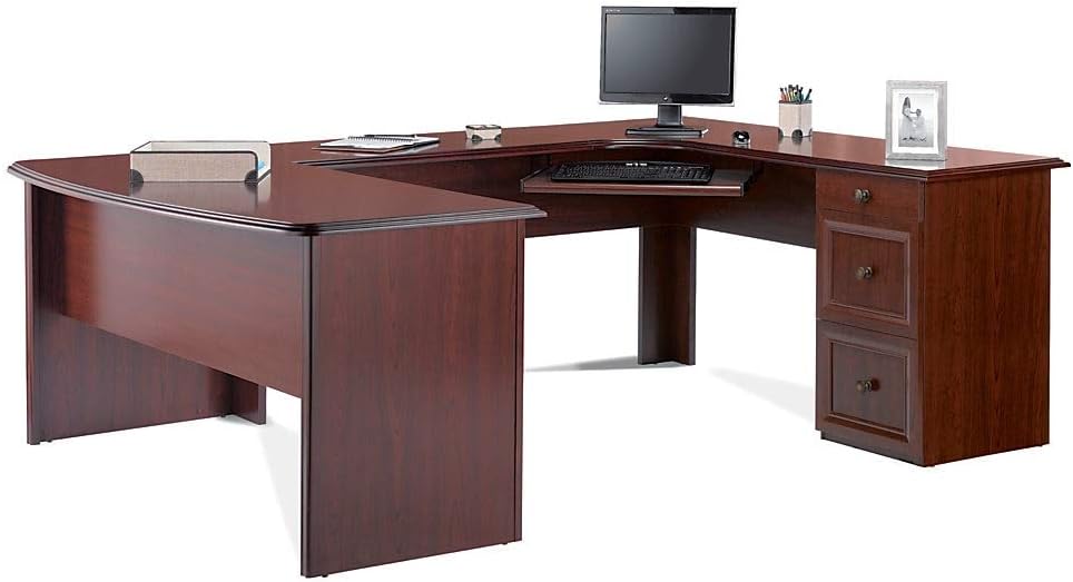 Realspace - Desk - Broadstreet Contoured U-Shaped Desk- Cherry - Particleboard - 69.7