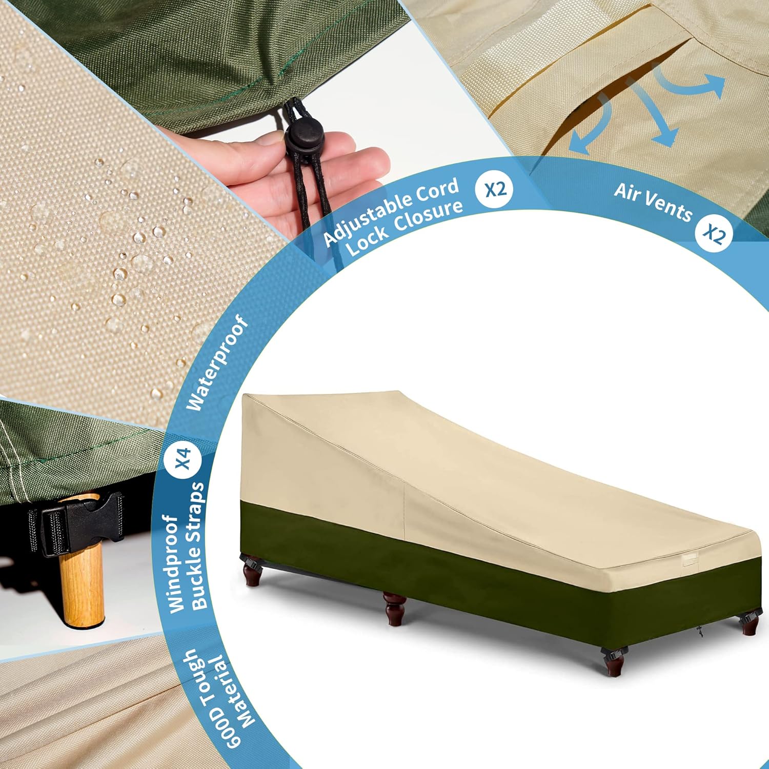 Patio Lounge Chair Covers Waterproof Outdoor Chaise Lounge Cover Lawn Chair Covers Furniture Classic Accessories Covers